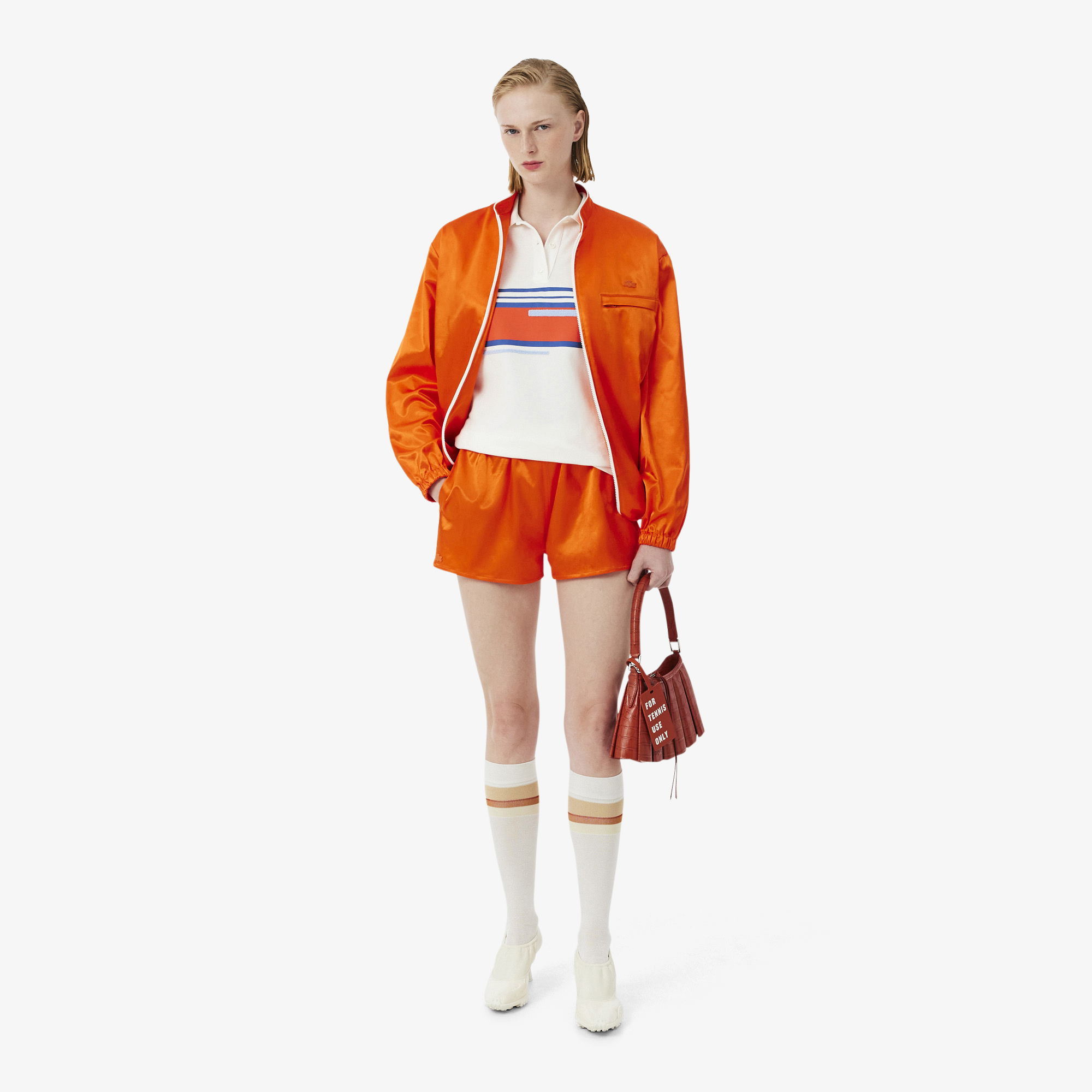 Lacoste SS26 RUNWAY Kadın Regular Fit Baskılı Beyaz Polo görsel 4