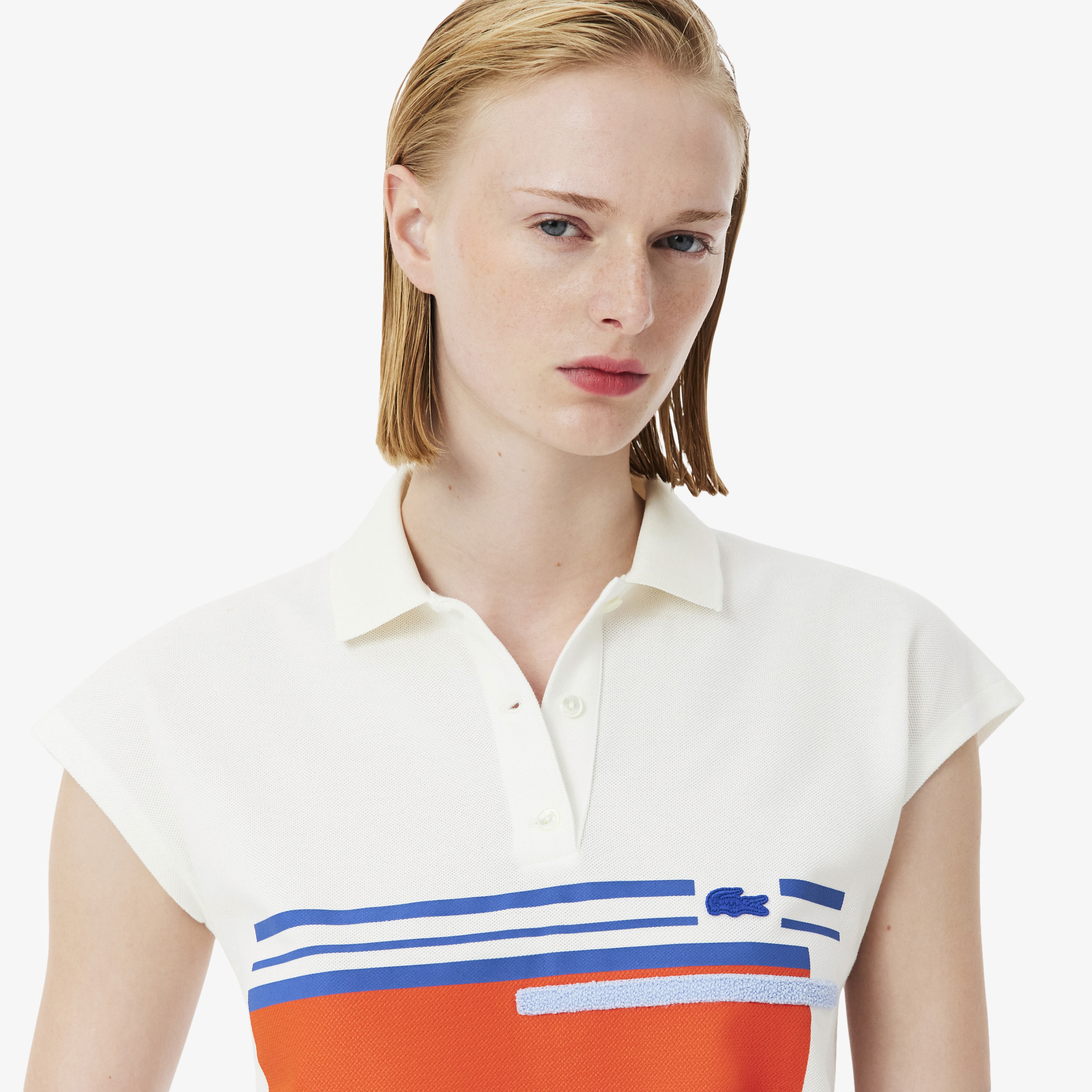 SS26 RUNWAY Kadın Regular Fit Baskılı Beyaz Polo