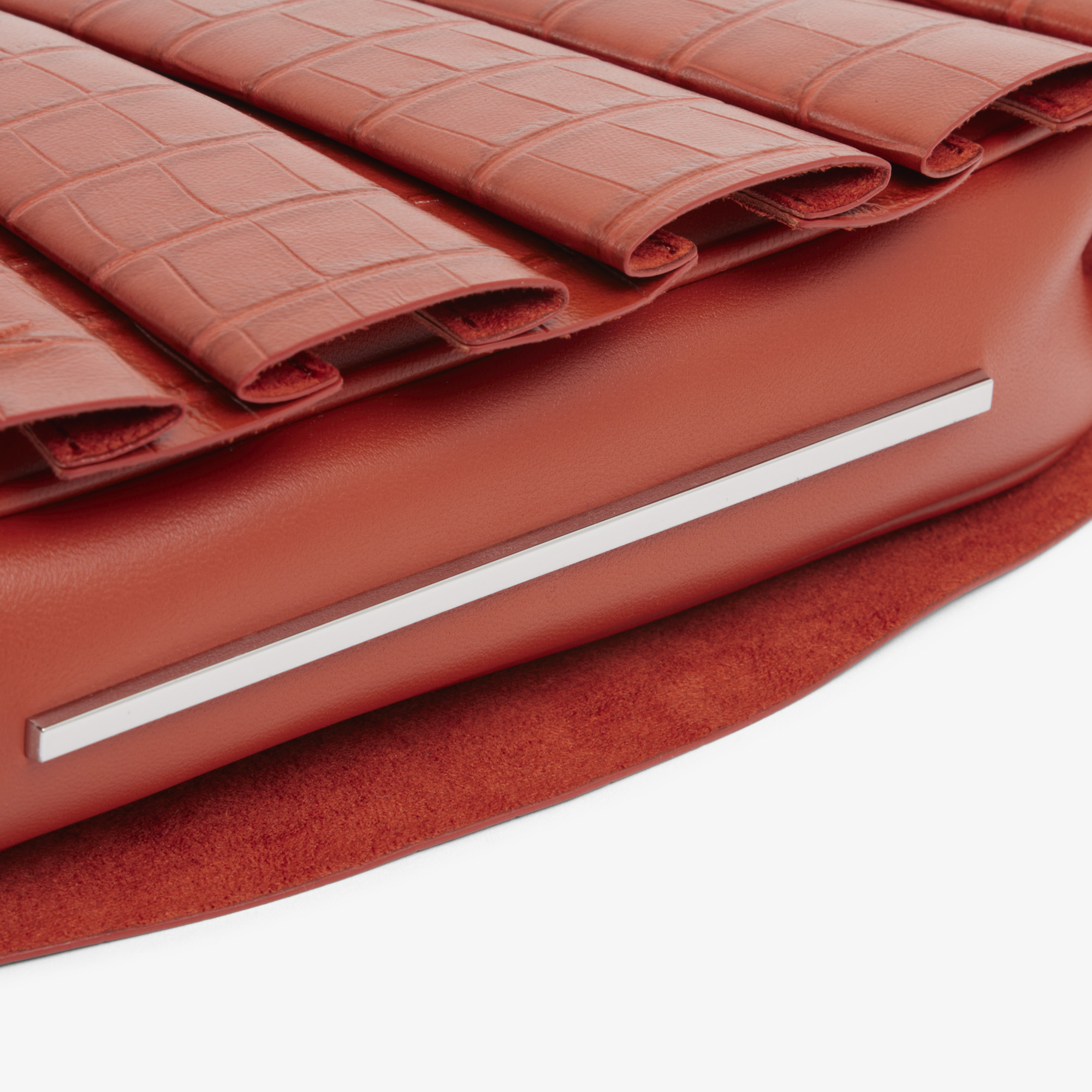 SS26 RUNWAY Small Lenglen Kadın Deri Turuncu Omuz Çantası