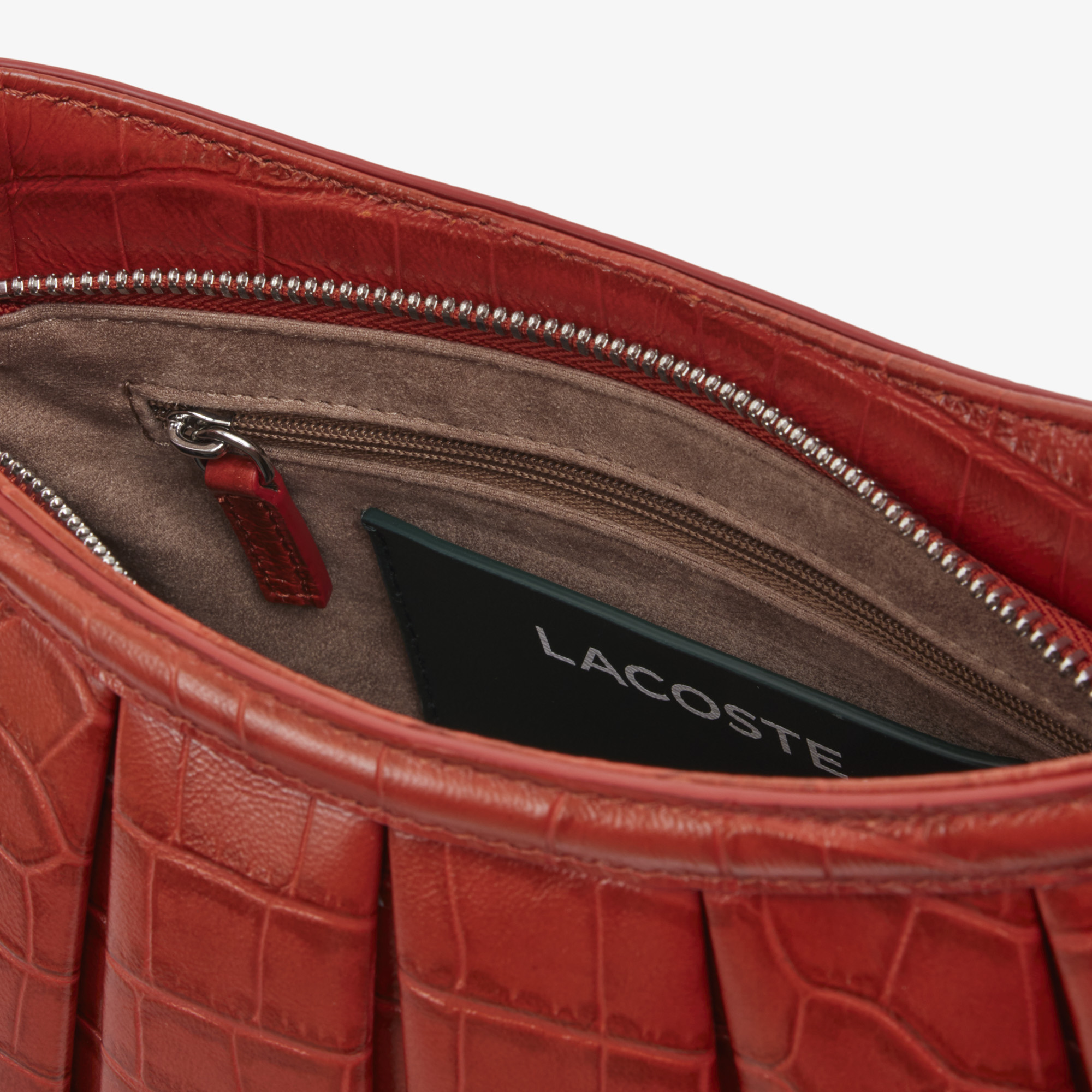 Lacoste SS26 RUNWAY Small Lenglen Kadın Deri Kırmızı Omuz Çantası görsel 6
