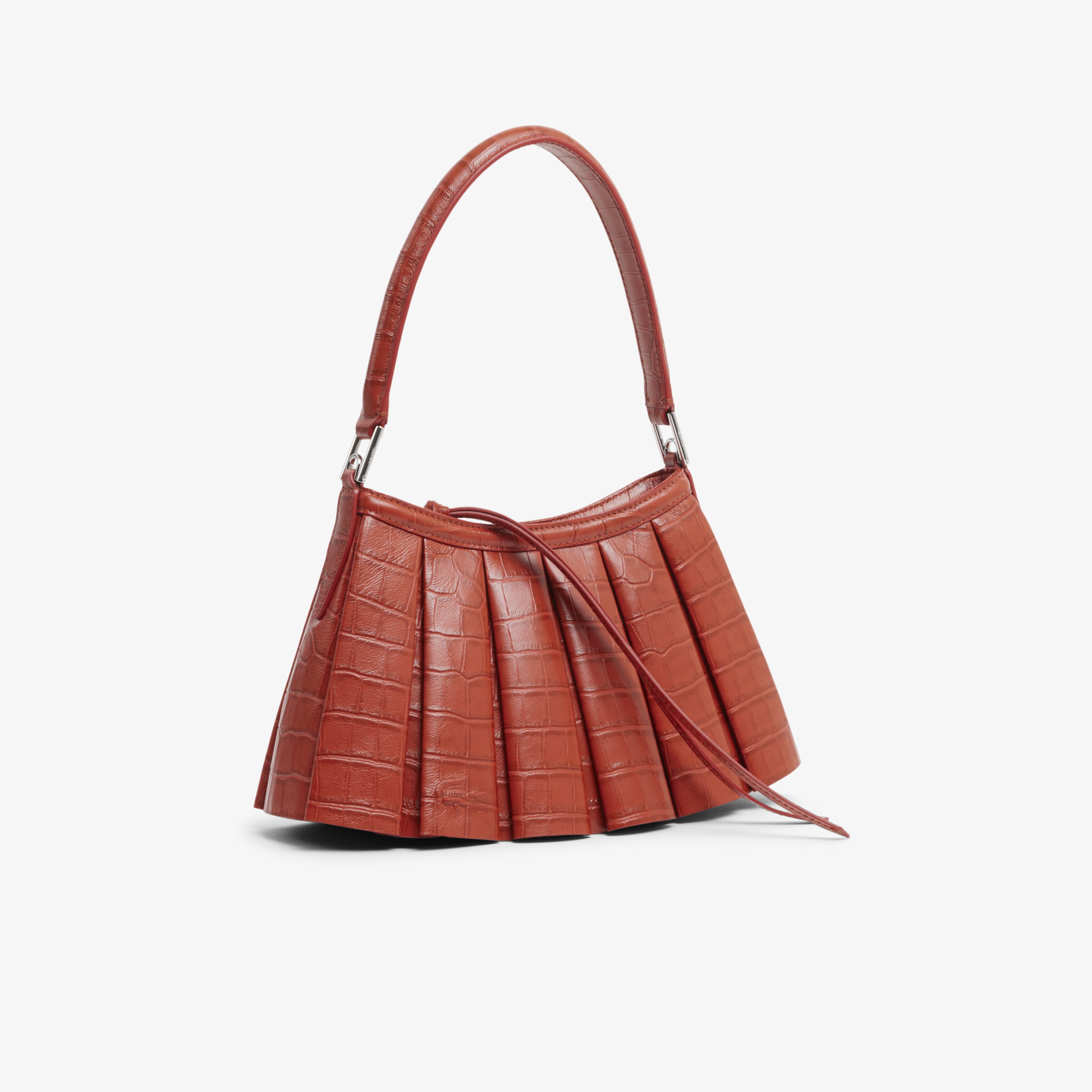 SS26 RUNWAY Small Lenglen Kadın Deri Turuncu Omuz Çantası