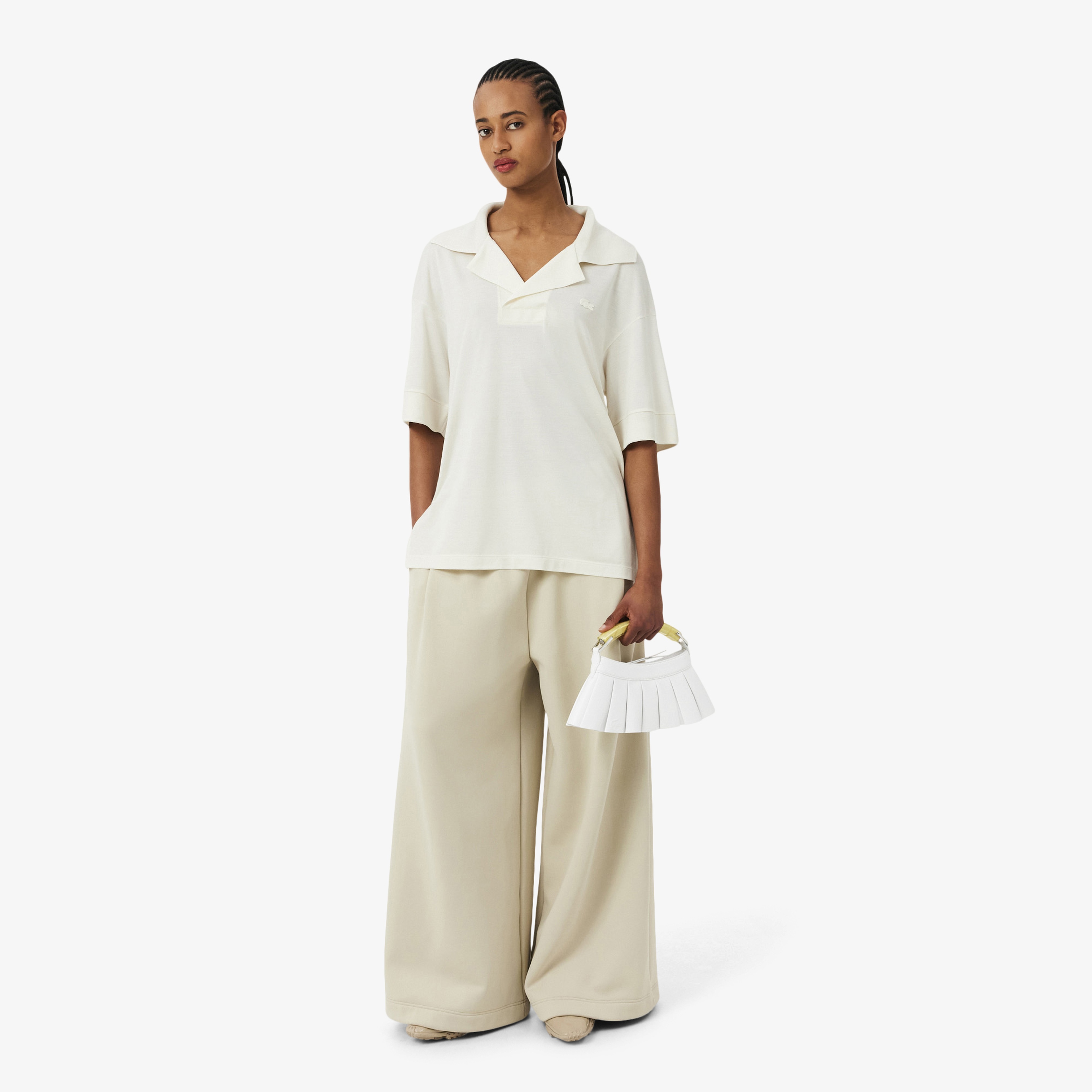 SS26 RUNWAY Lenglen Kadın Deri Beyaz Omuz Çantası