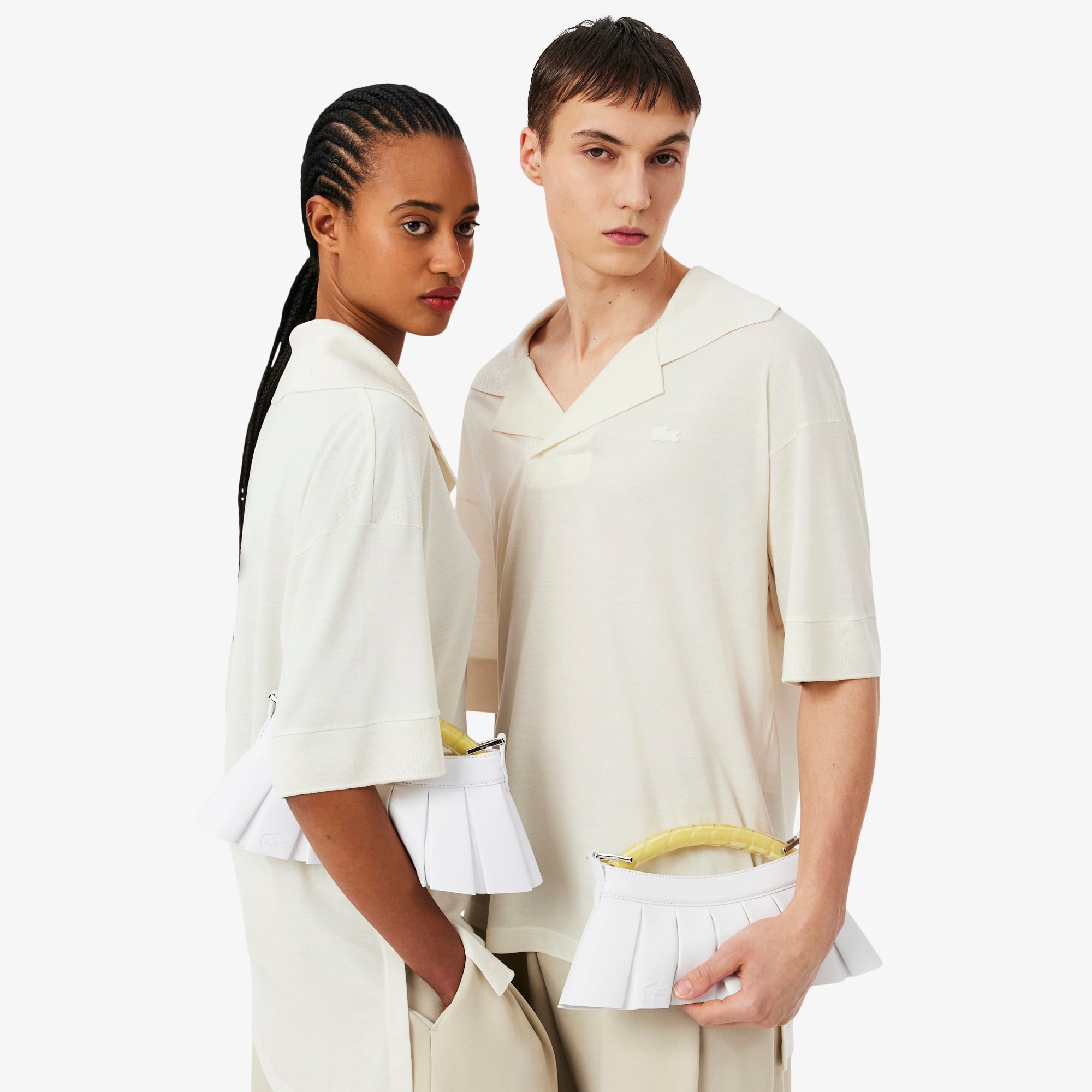 Lacoste SS26 RUNWAY Lenglen Kadın Deri Beyaz Omuz Çantası görsel 4