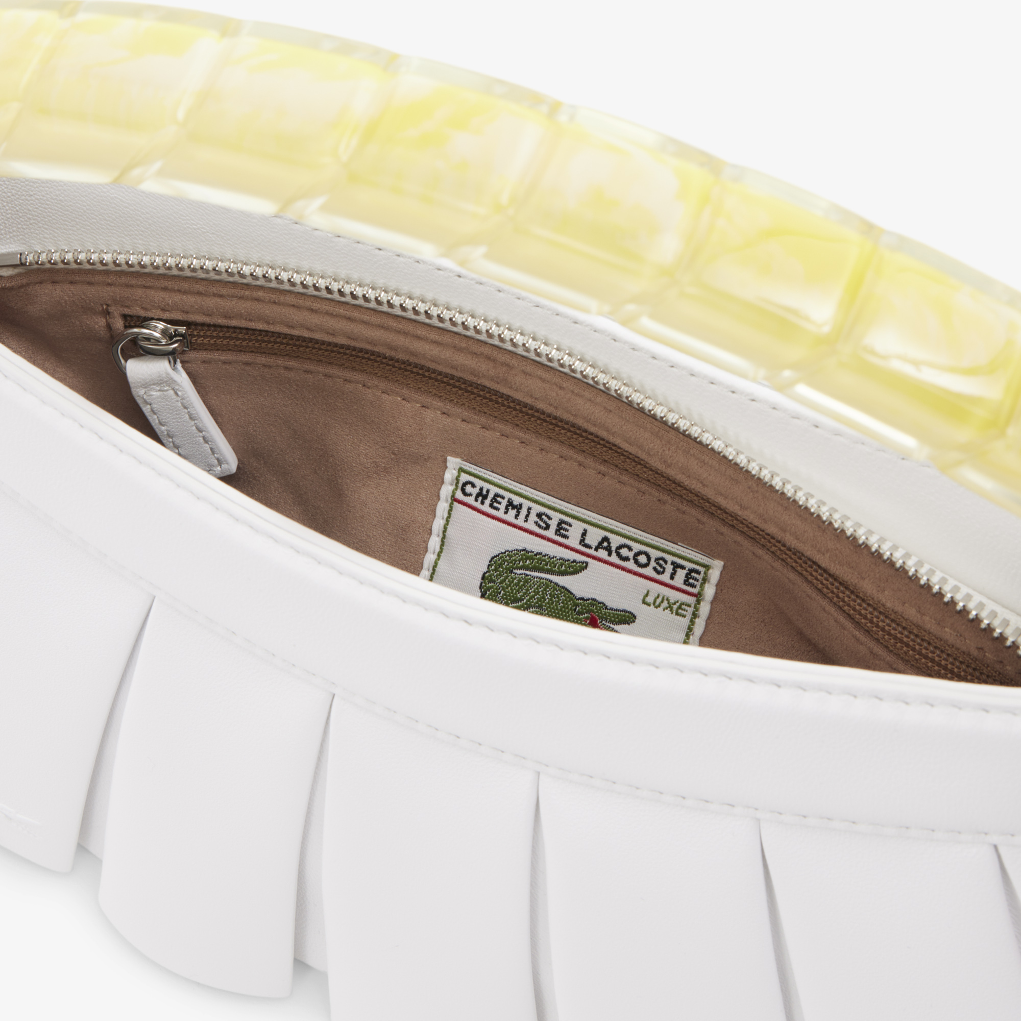 Lacoste SS26 RUNWAY Lenglen Kadın Deri Beyaz Omuz Çantası görsel 7