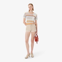 SS26 RUNWAY Kadın Saten Bej Şort Bej