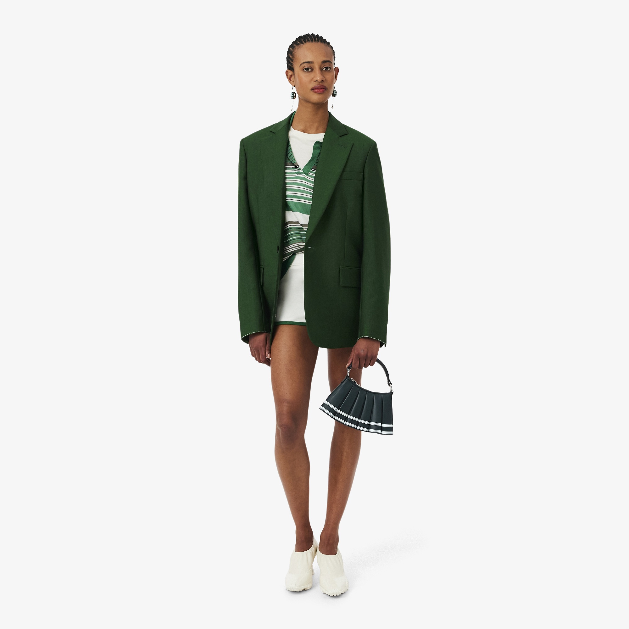 SS26 RUNWAY Mini Lenglen Kadın Deri Koyu Yeşil Omuz Çantası