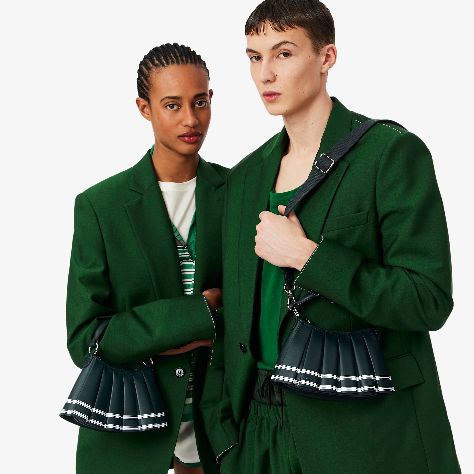 SS26 RUNWAY Mini Lenglen Kadın Deri Koyu Yeşil Omuz Çantası