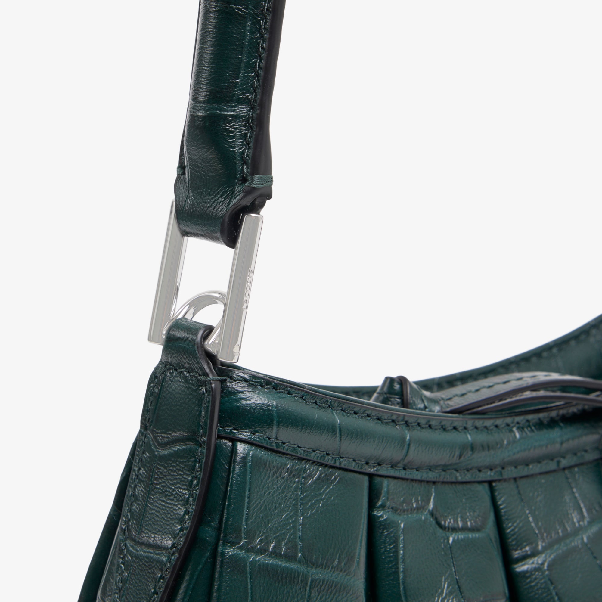 Lacoste SS26 RUNWAY Small Lenglen Kadın Deri Koyu Yeşil Omuz Çantası görsel 8