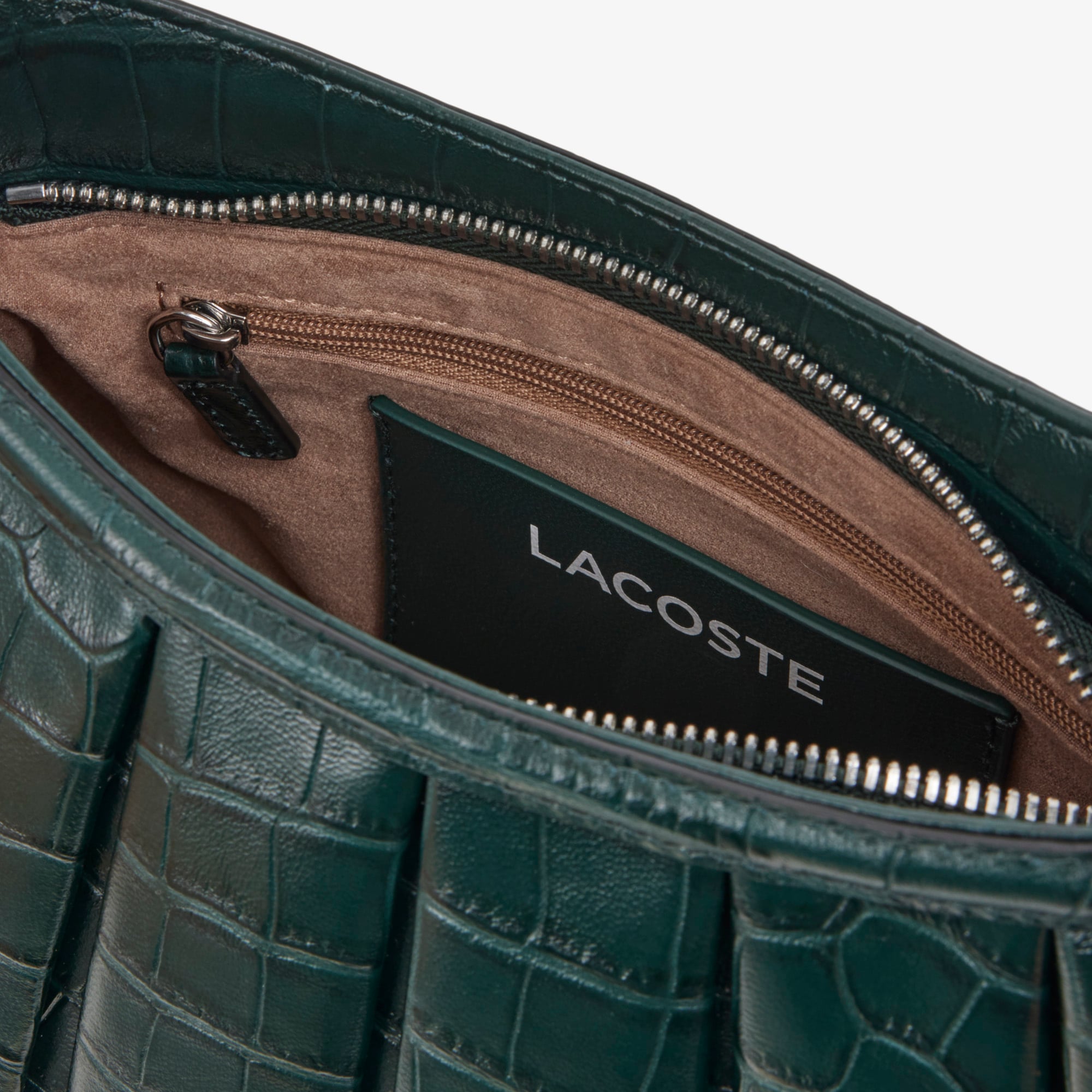Lacoste SS26 RUNWAY Small Lenglen Kadın Deri Koyu Yeşil Omuz Çantası görsel 6