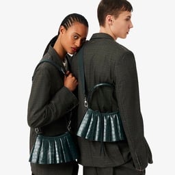 SS26 RUNWAY Small Lenglen Kadın Deri Koyu Yeşil Omuz Çantası Yeşil