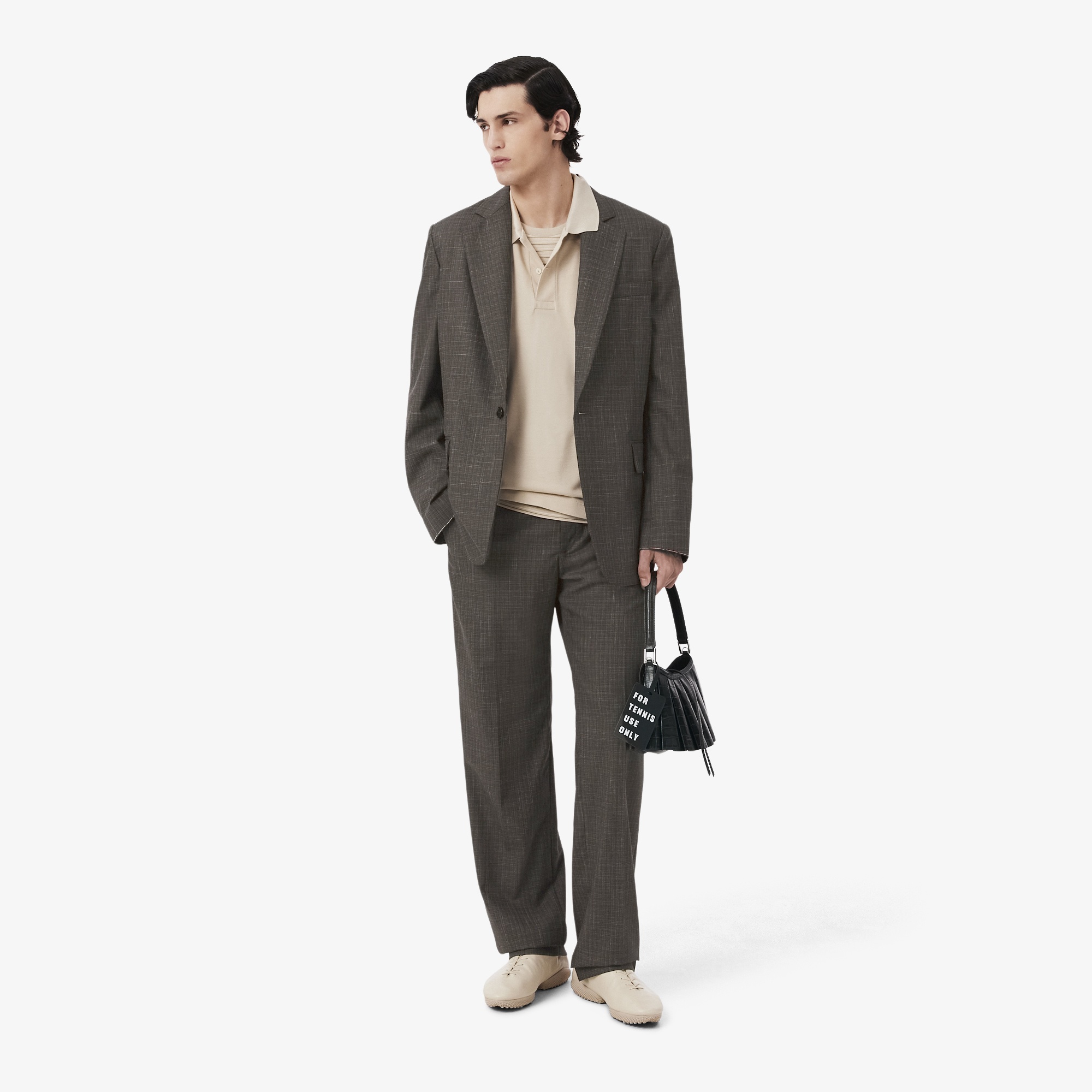 SS26 RUNWAY Erkek Straight Fit Yün Kahverengi Pantolon