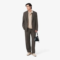 SS26 RUNWAY Erkek Straight Fit Yün Kahverengi Pantolon Kahverengi