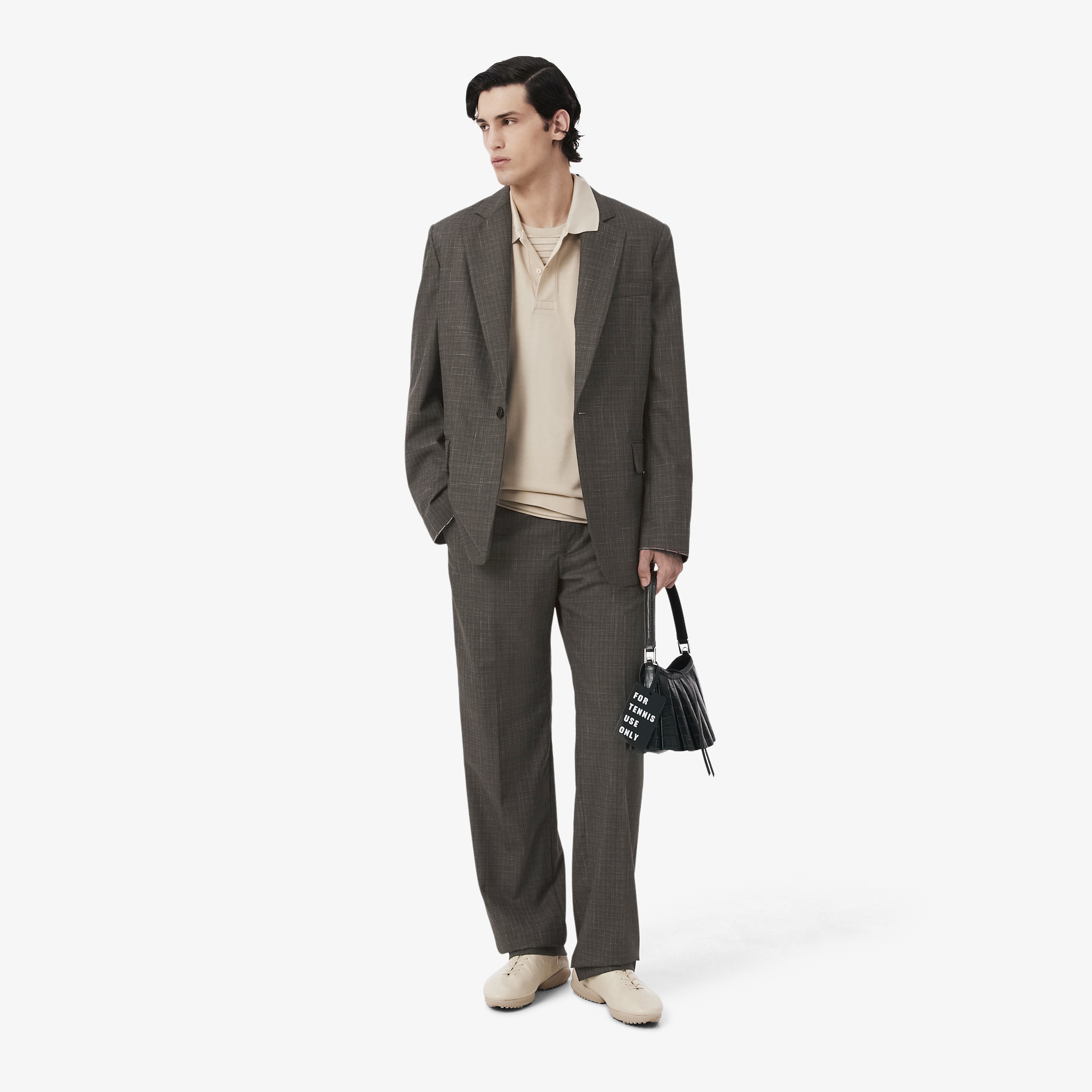 SS26 RUNWAY Erkek Straight Fit Yün Kahverengi Pantolon