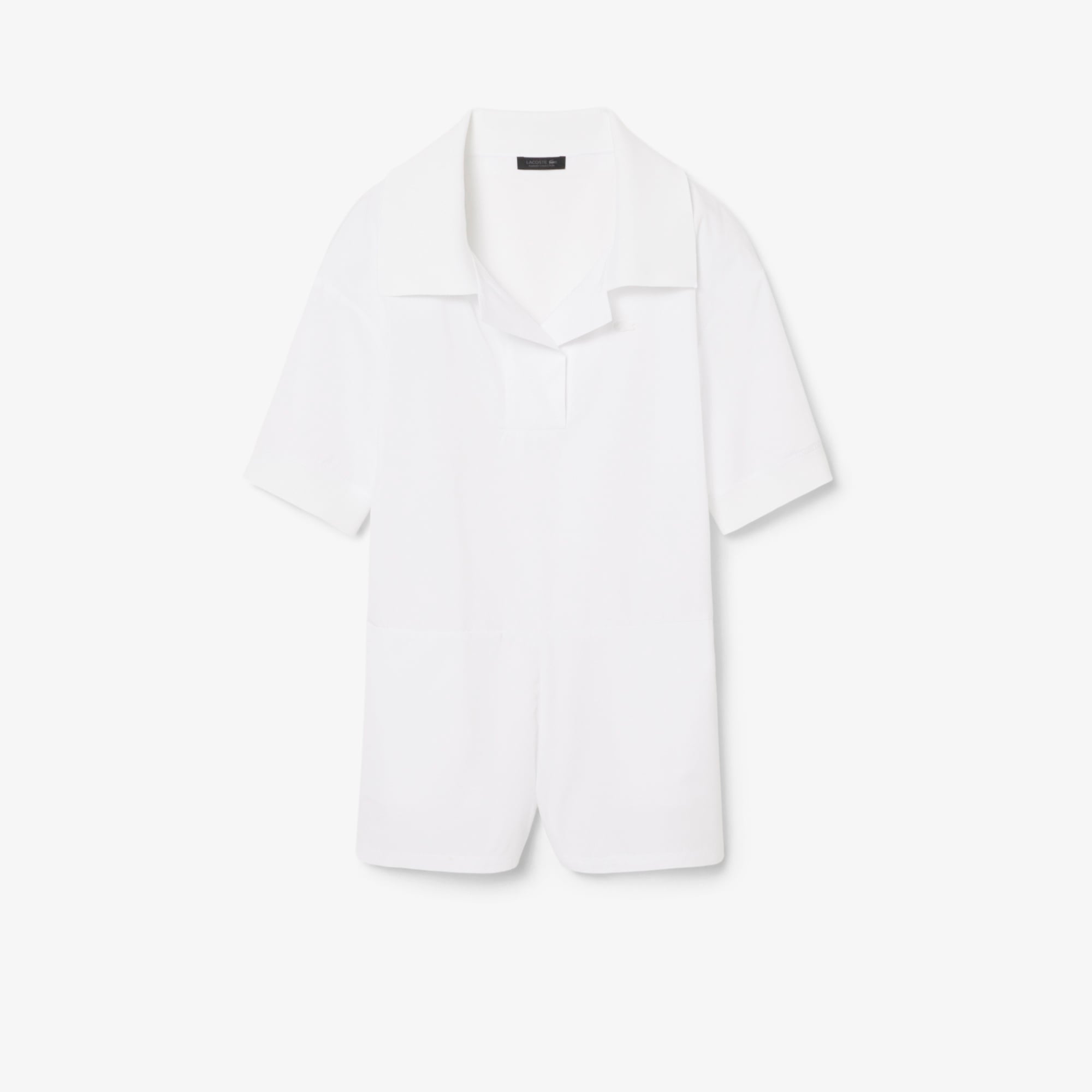 SS26 RUNWAY Kadın Relaxed Fit Kısa Kollu Polo Yaka Beyaz Tulum