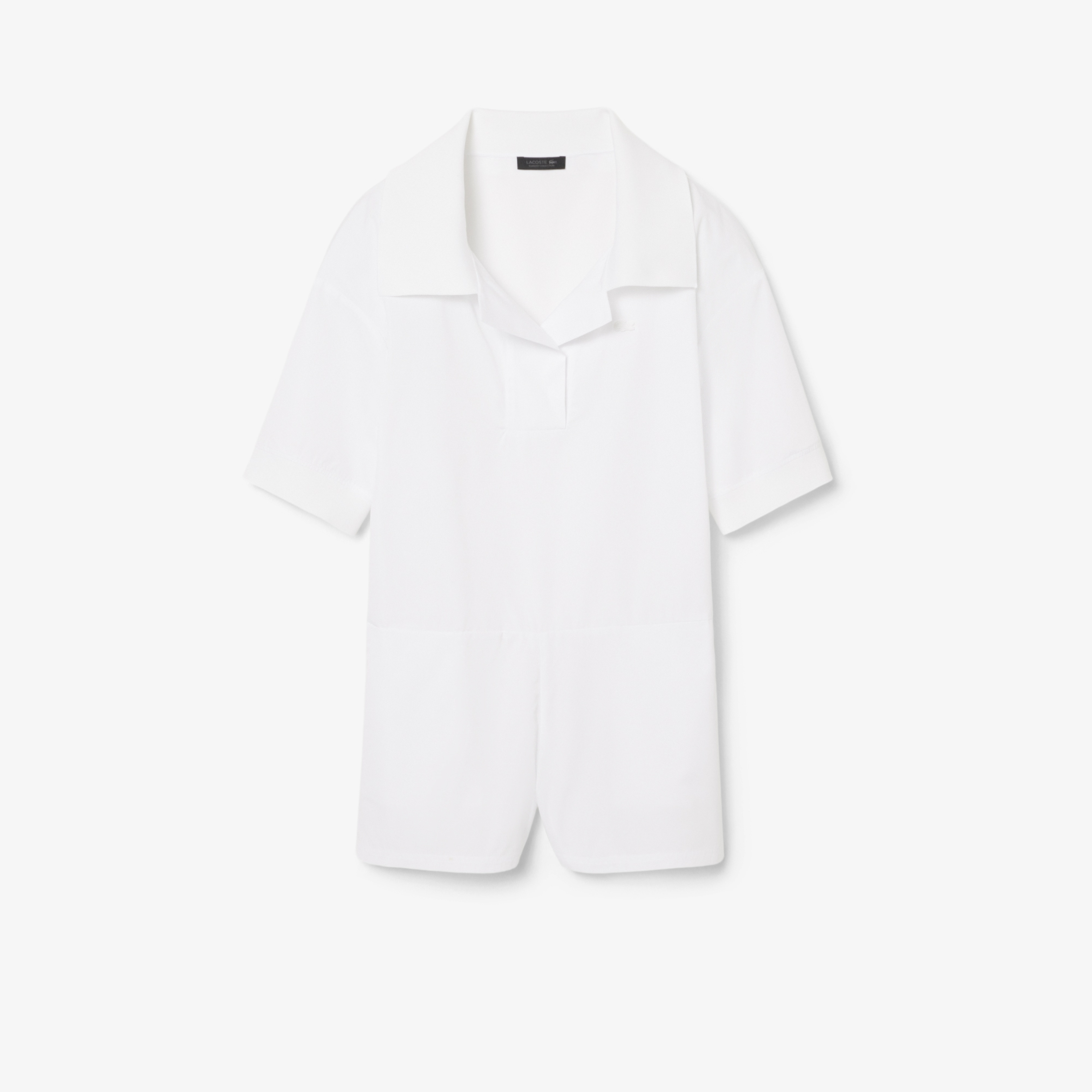 SS26 RUNWAY Kadın Relaxed Fit Kısa Kollu Polo Yaka Beyaz Tulum