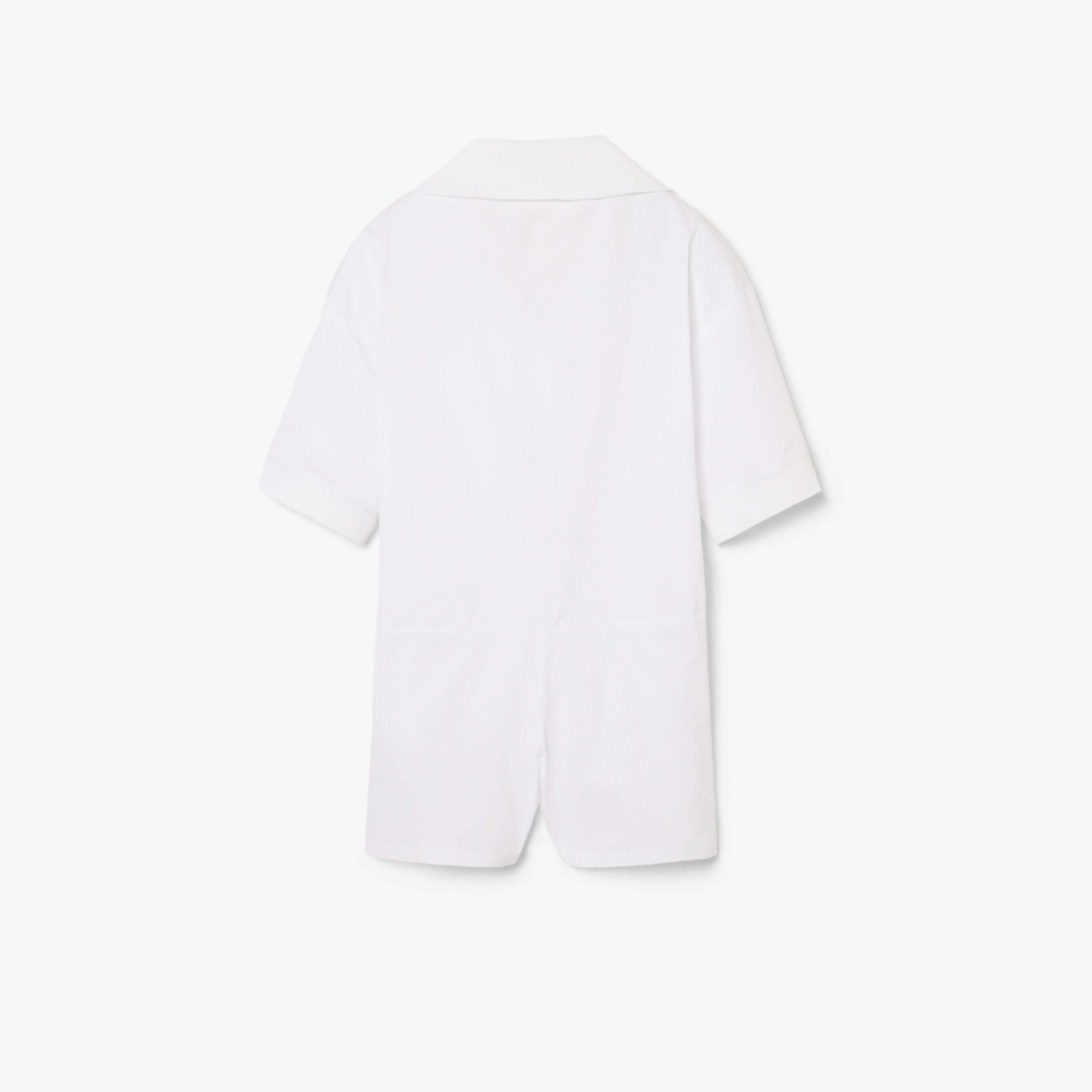 SS26 RUNWAY Kadın Relaxed Fit Kısa Kollu Polo Yaka Beyaz Tulum