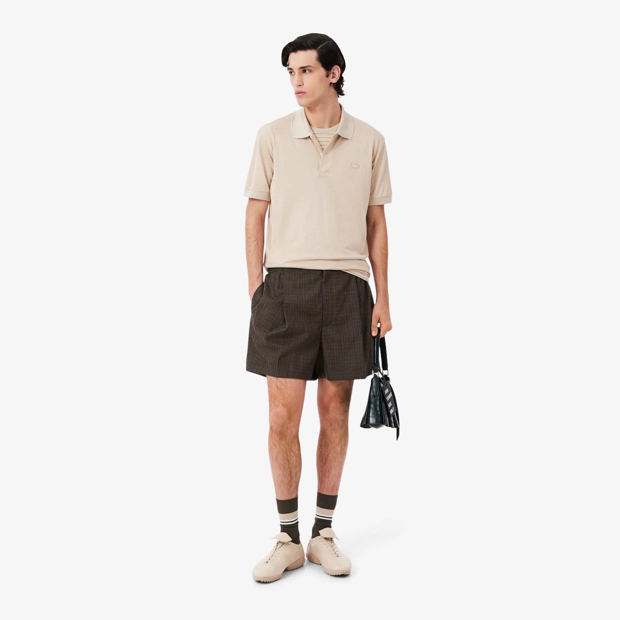 Lacoste SS26 RUNWAY Erkek Yün Kahverengi Bermuda Şort