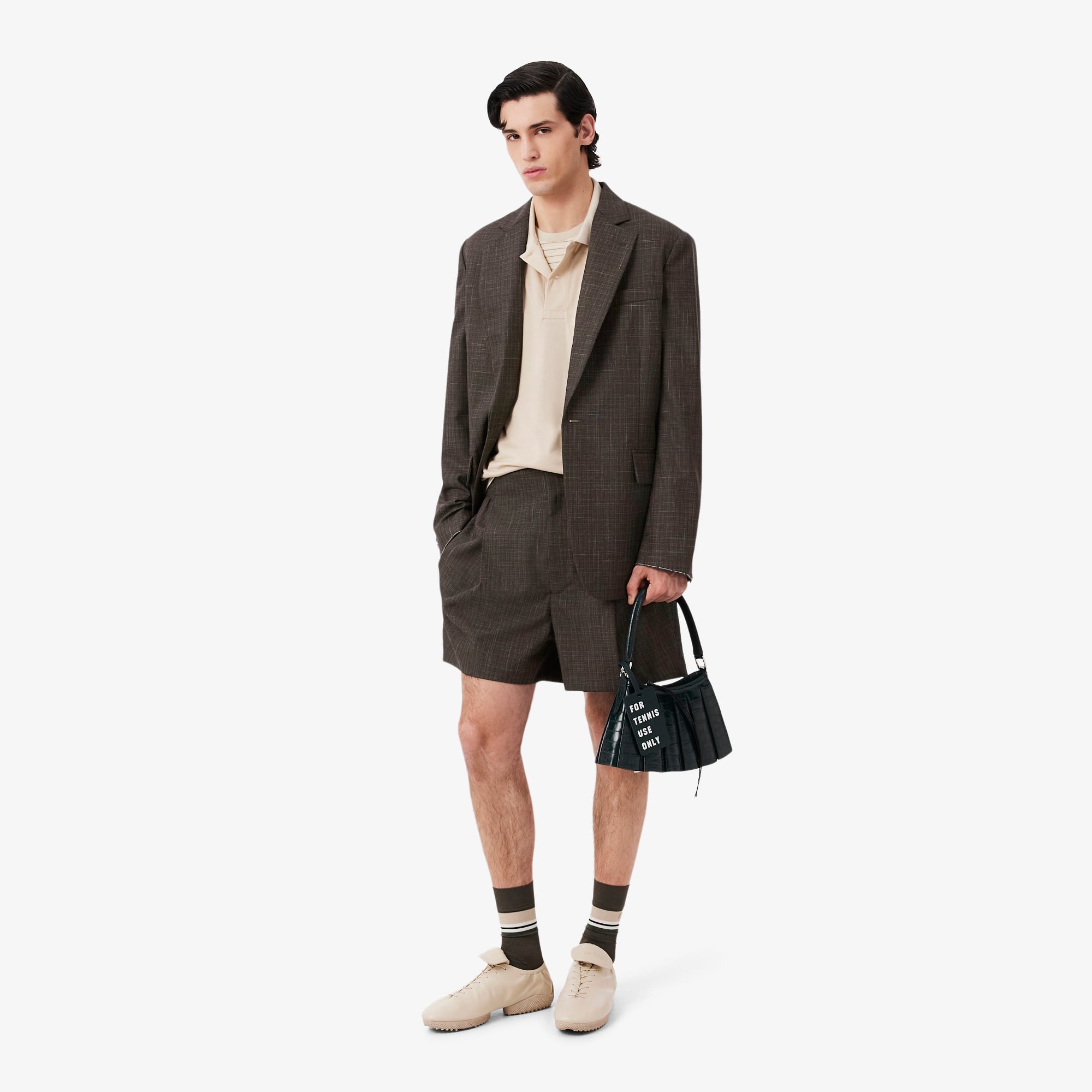 Lacoste SS26 RUNWAY Erkek Yün Kahverengi Bermuda Şort görsel 4