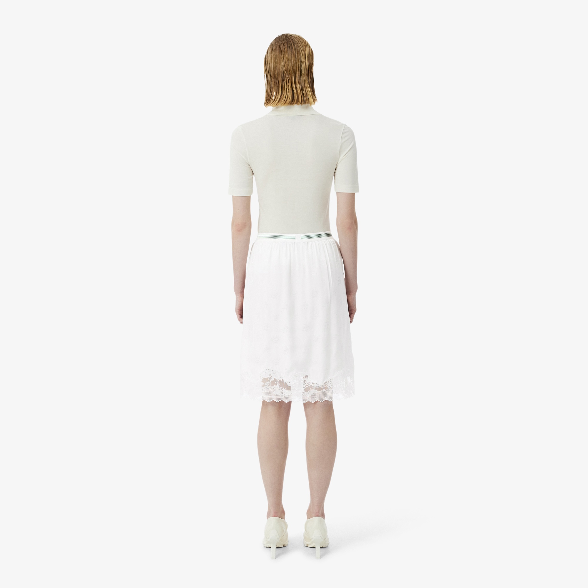 SS26 RUNWAY Kadın Desenli Beyaz Etek