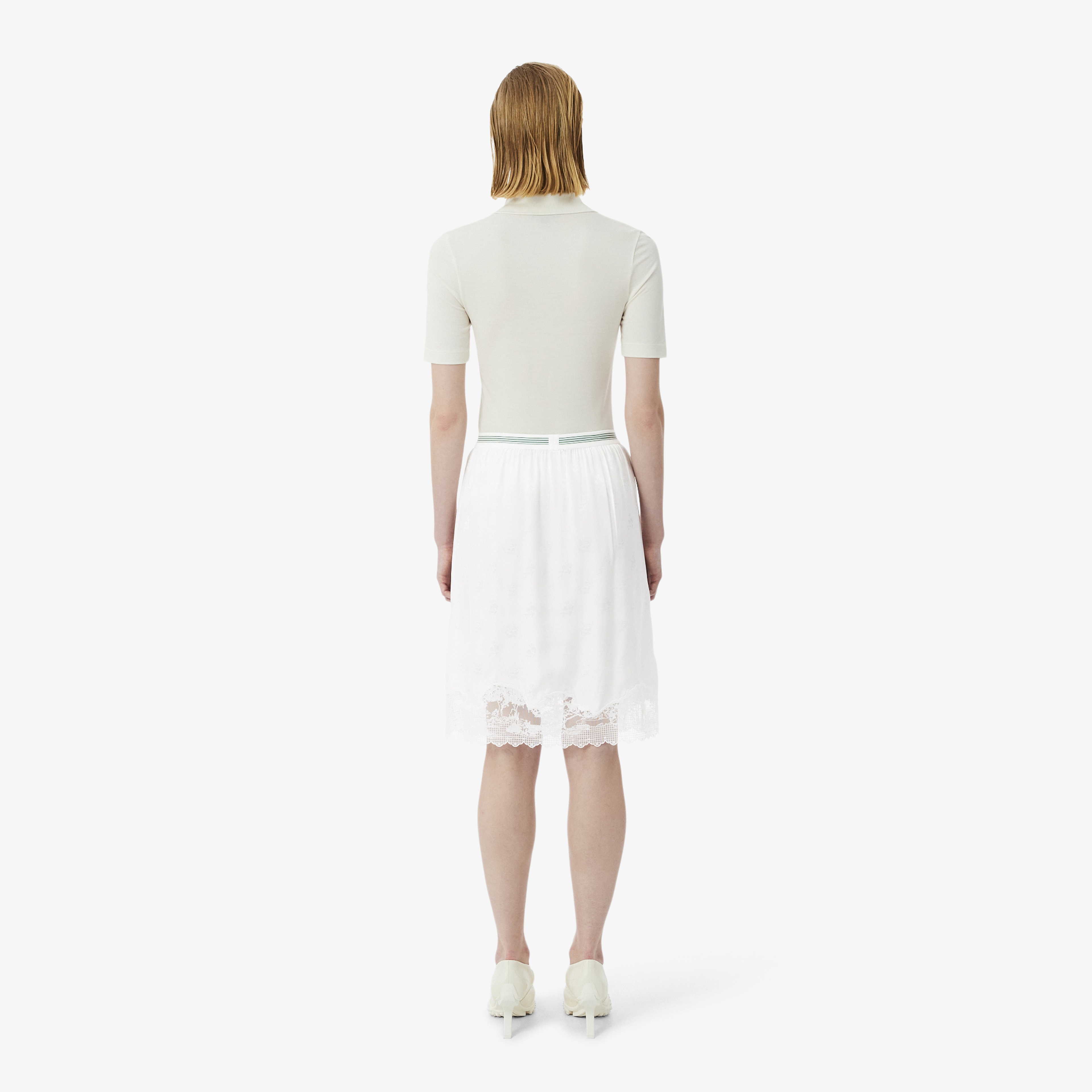 SS26 RUNWAY Kadın Desenli Beyaz Etek