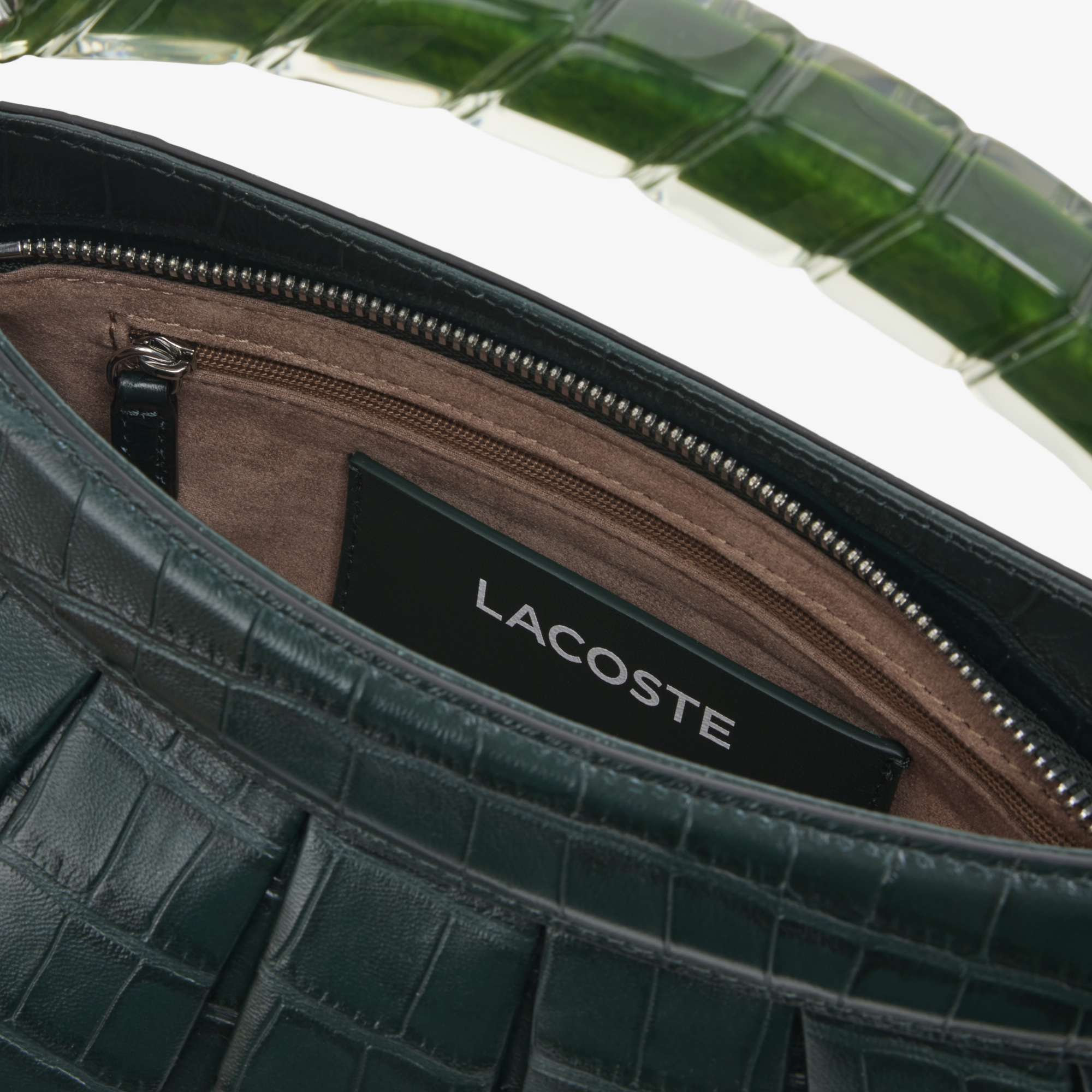 Lacoste SS26 RUNWAY Lenglen Kadın Deri Koyu Yeşil Omuz Çantası görsel 6