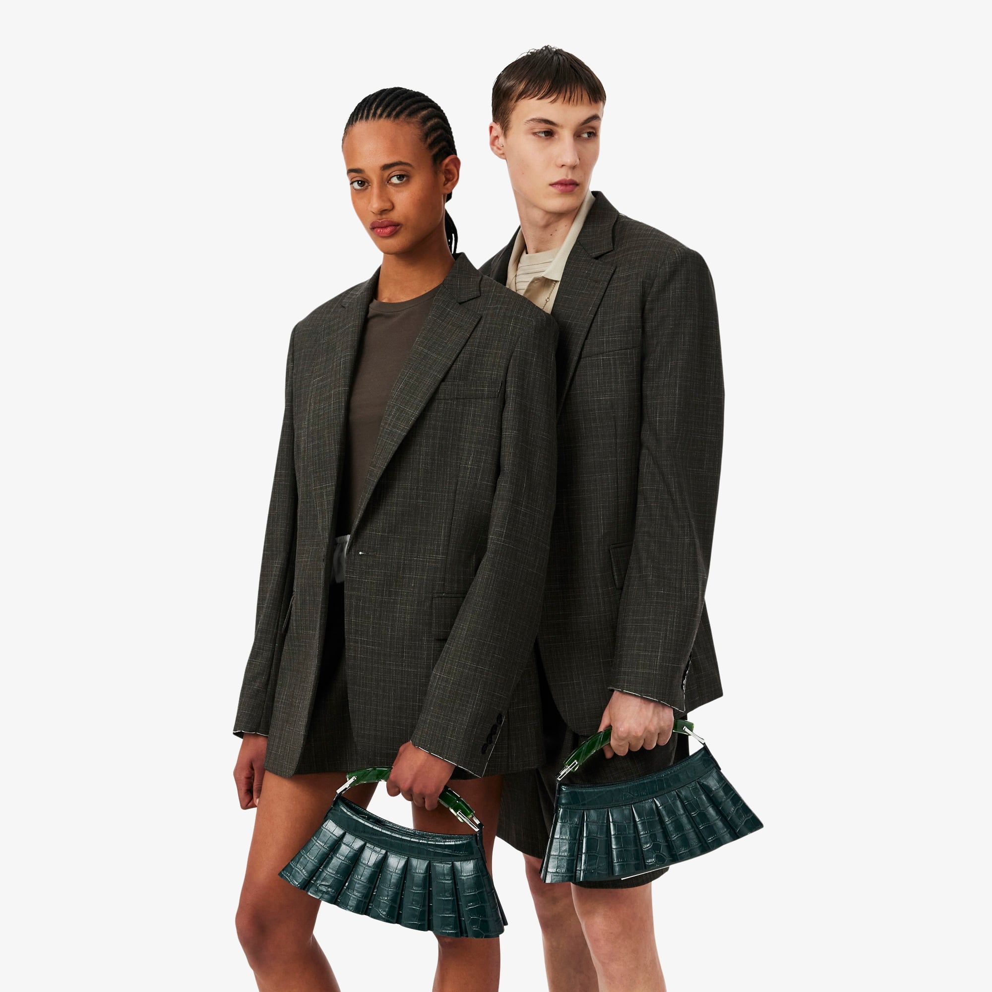 SS26 RUNWAY Lenglen Kadın Deri Koyu Yeşil Omuz Çantası