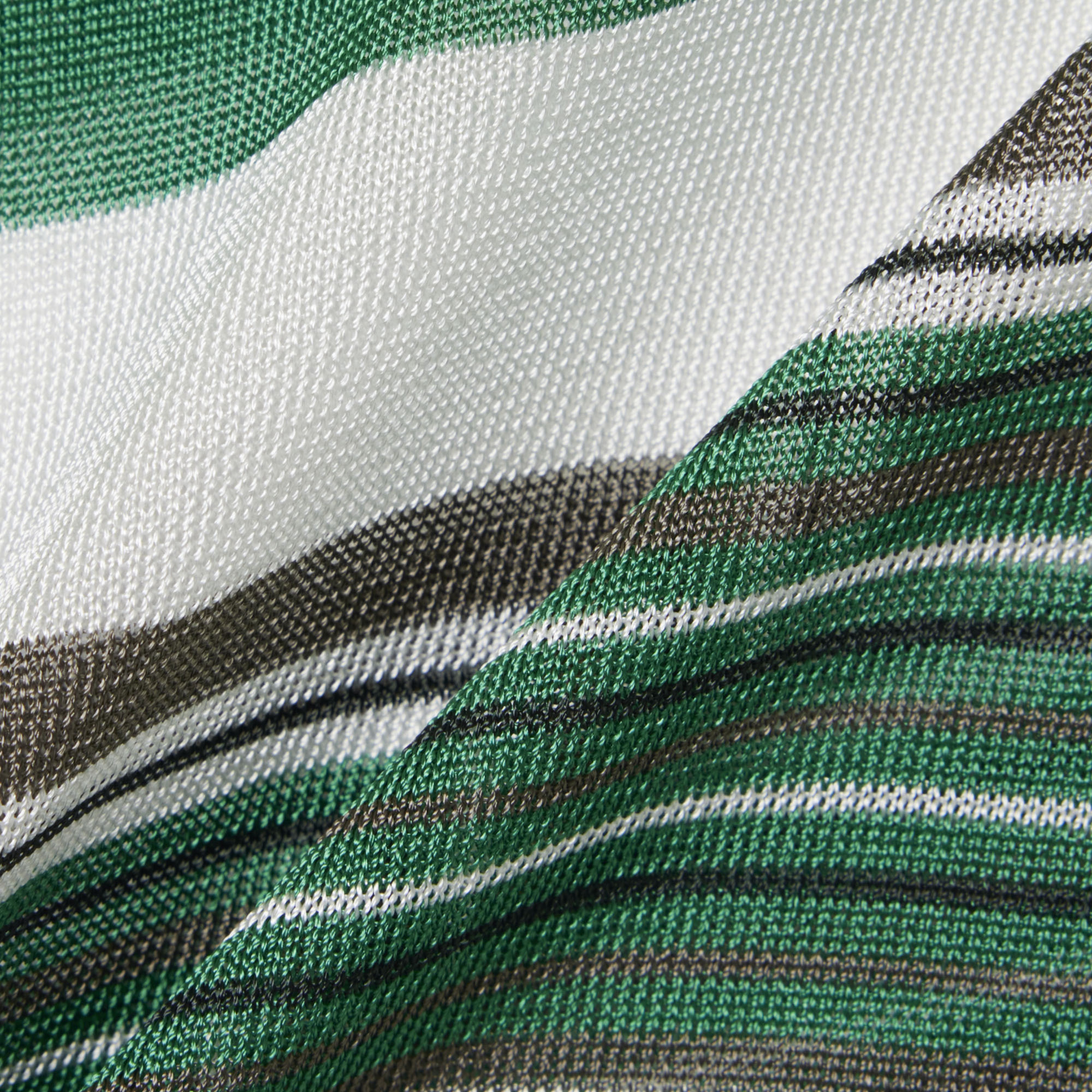 SS26 RUNWAY Kadın Slim Fit Kısa Kollu Polo Yaka Yeşil Triko