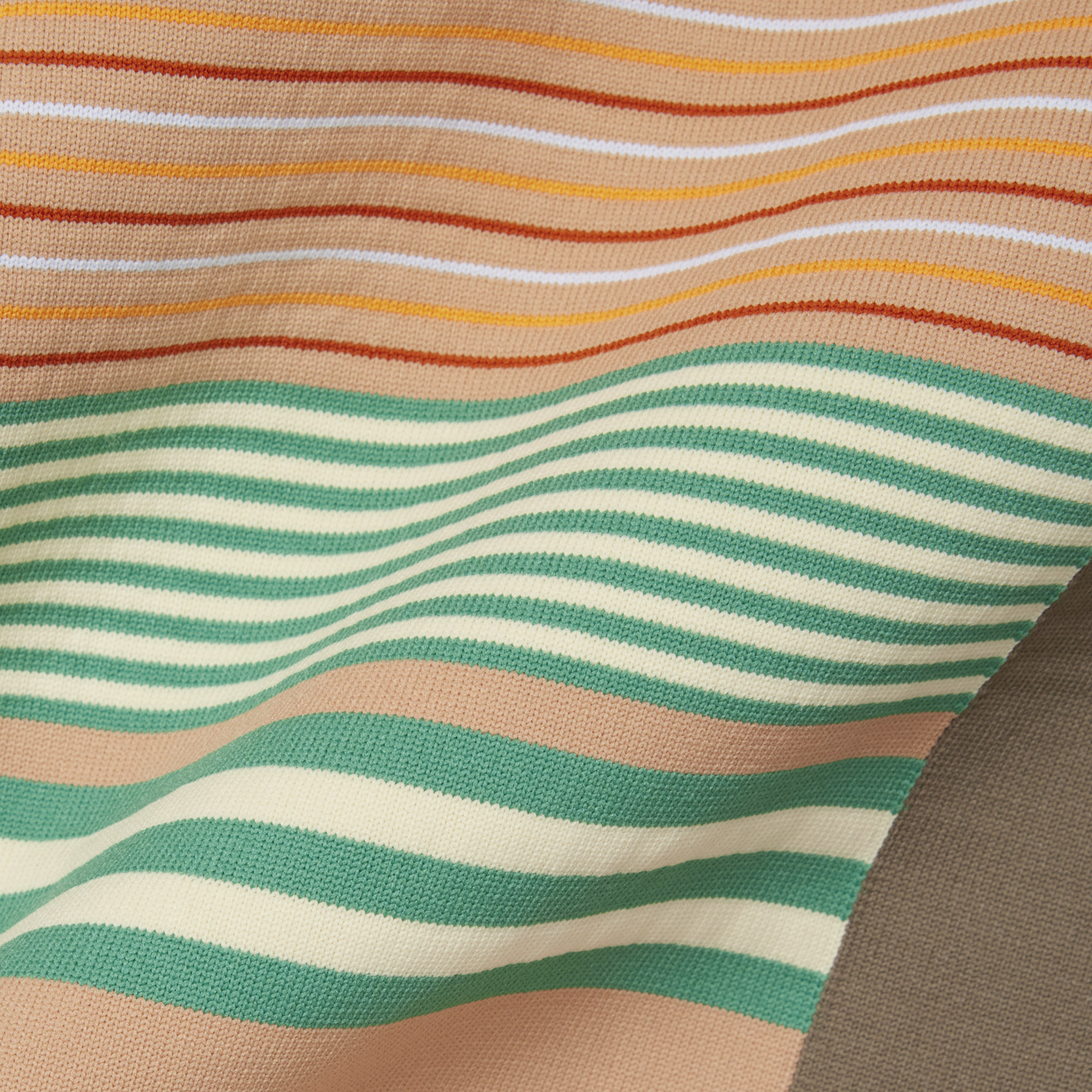 SS26 RUNWAY Erkek Loose Fit Kısa Kollu Polo Yaka Çizgili Kahverengi Triko