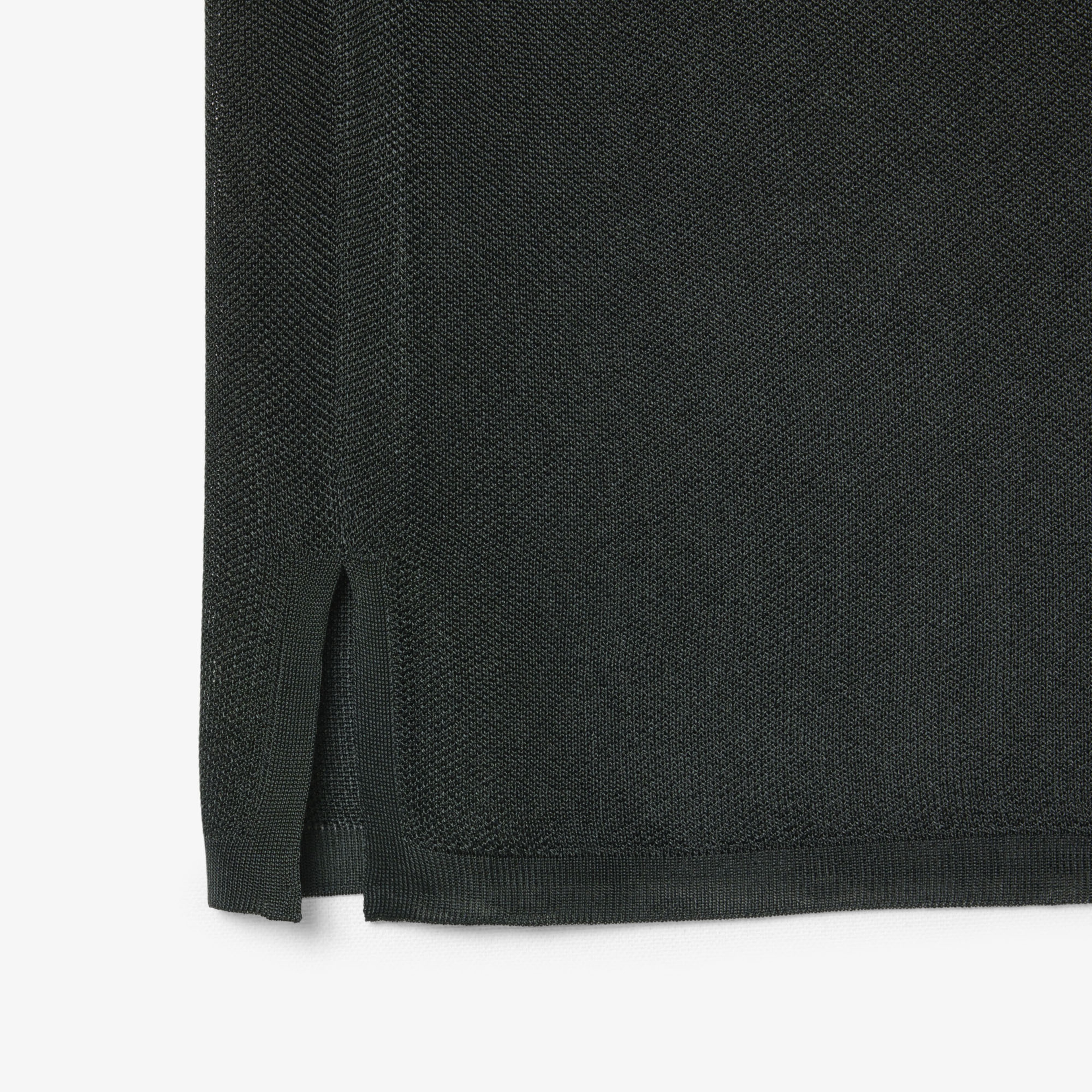 SS26 RUNWAY Erkek Slim Fit Kısa Kollu Polo Yaka Saten Koyu Yeşil Triko