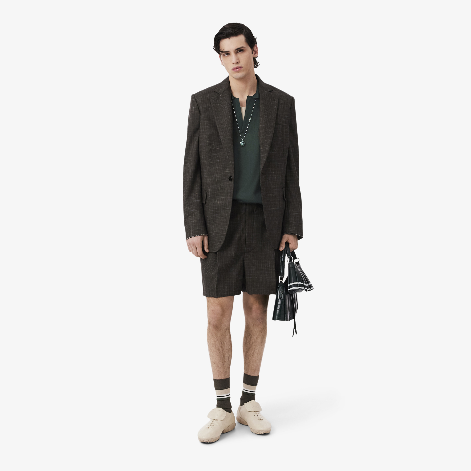 Lacoste SS26 RUNWAY Erkek Slim Fit Kısa Kollu Polo Yaka Saten Koyu Yeşil Triko görsel 4