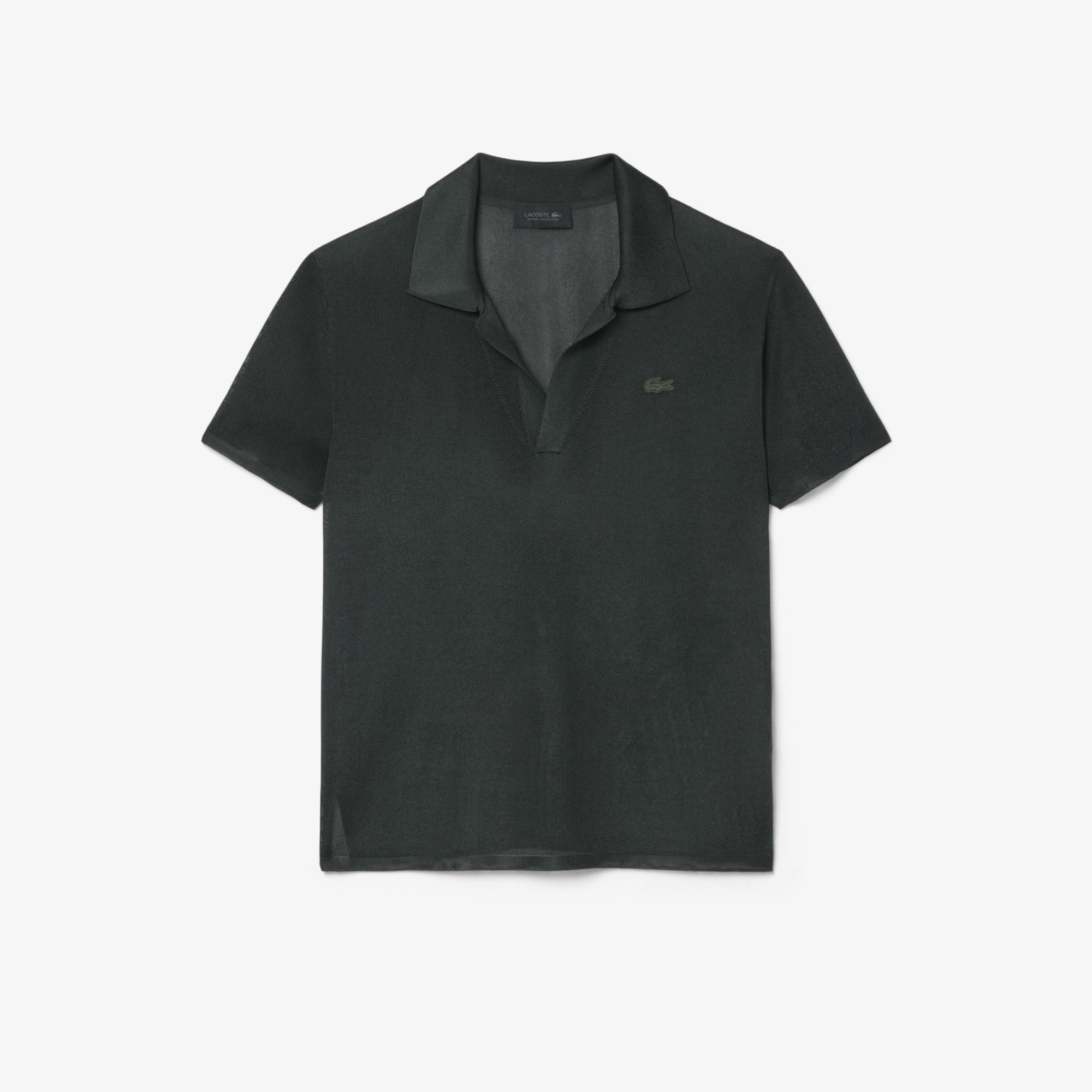 SS26 RUNWAY Erkek Slim Fit Kısa Kollu Polo Yaka Saten Koyu Yeşil Triko