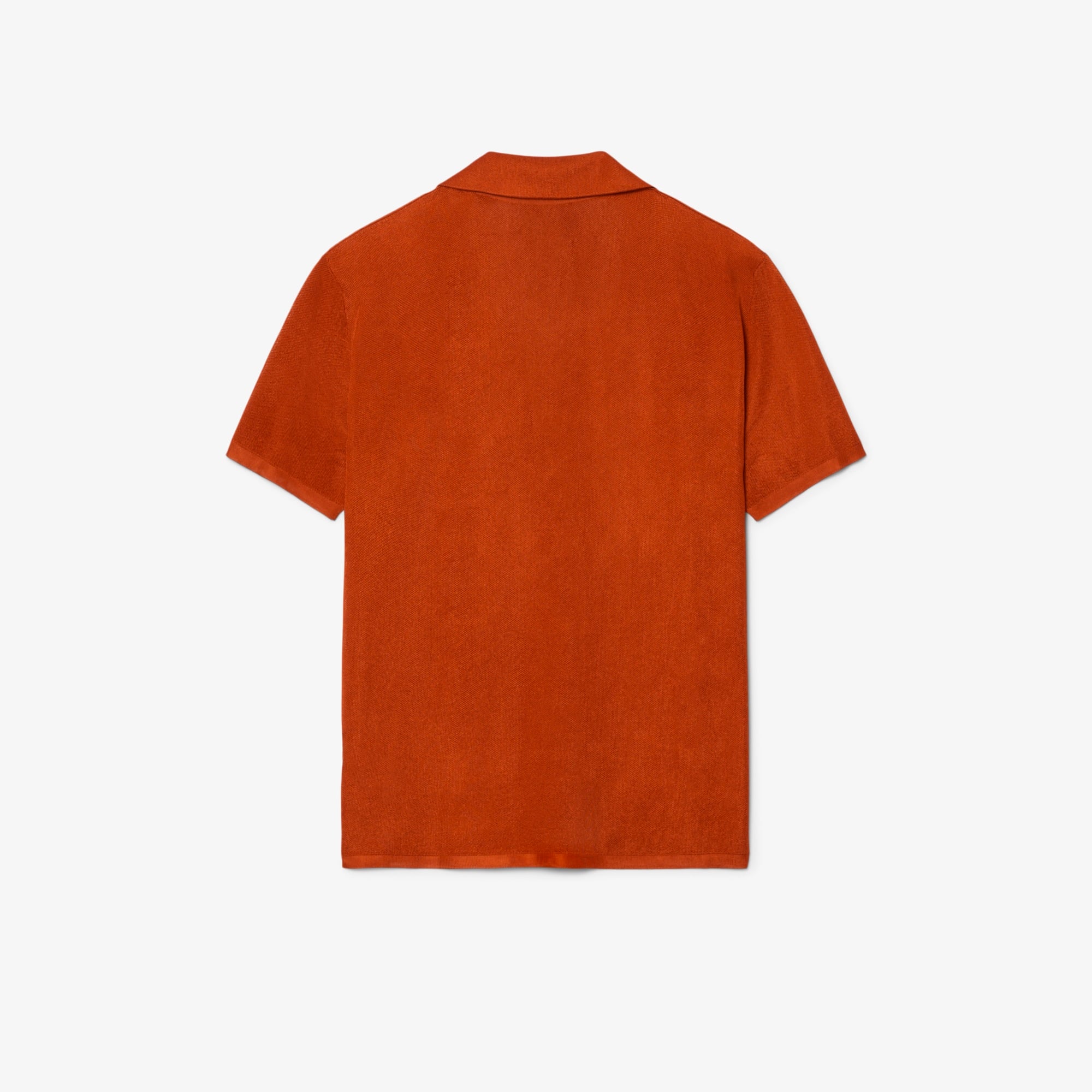 SS26 RUNWAY Erkek Slim Fit Kısa Kollu Polo Yaka Saten Turuncu Triko