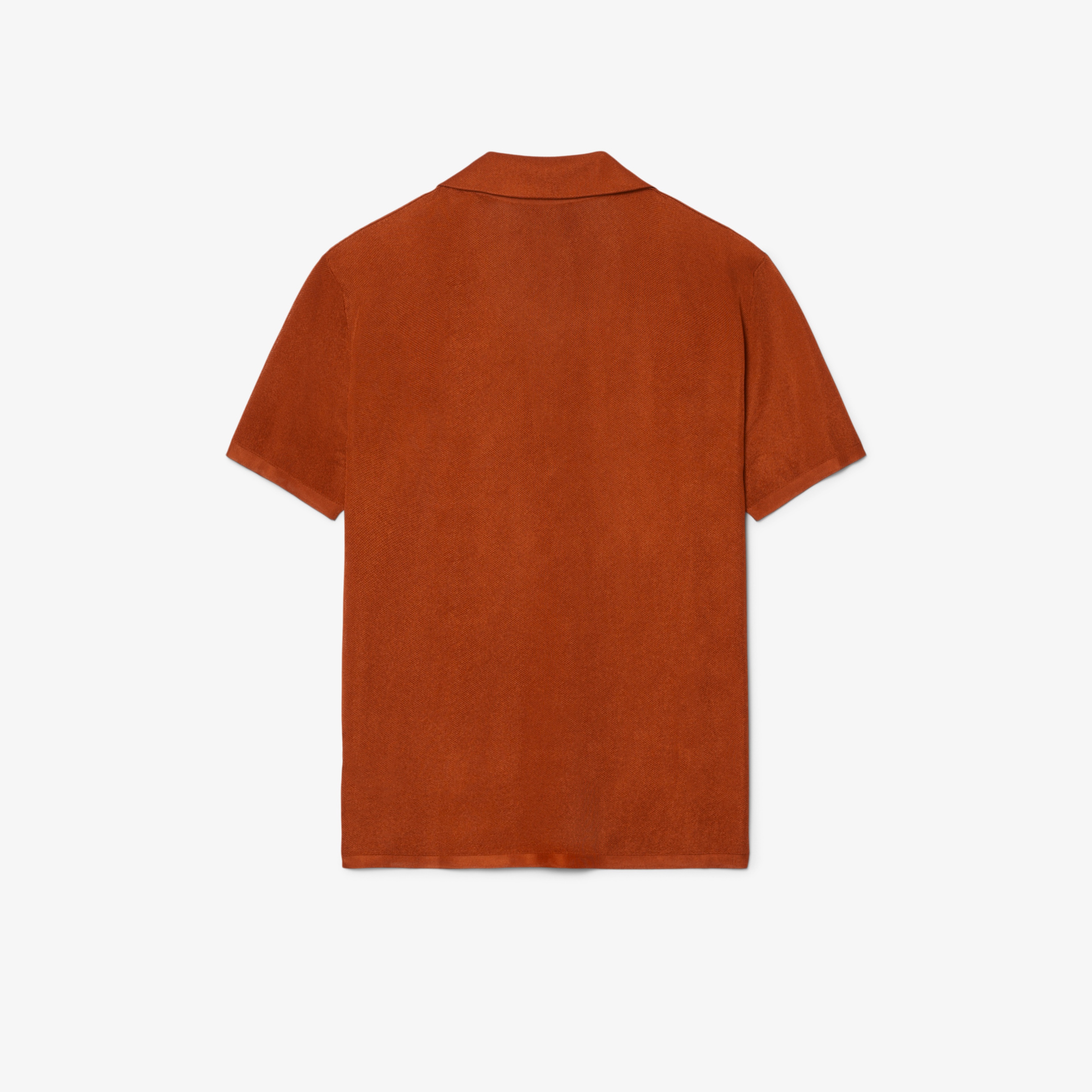 SS26 RUNWAY Erkek Slim Fit Kısa Kollu Polo Yaka Saten Turuncu Triko