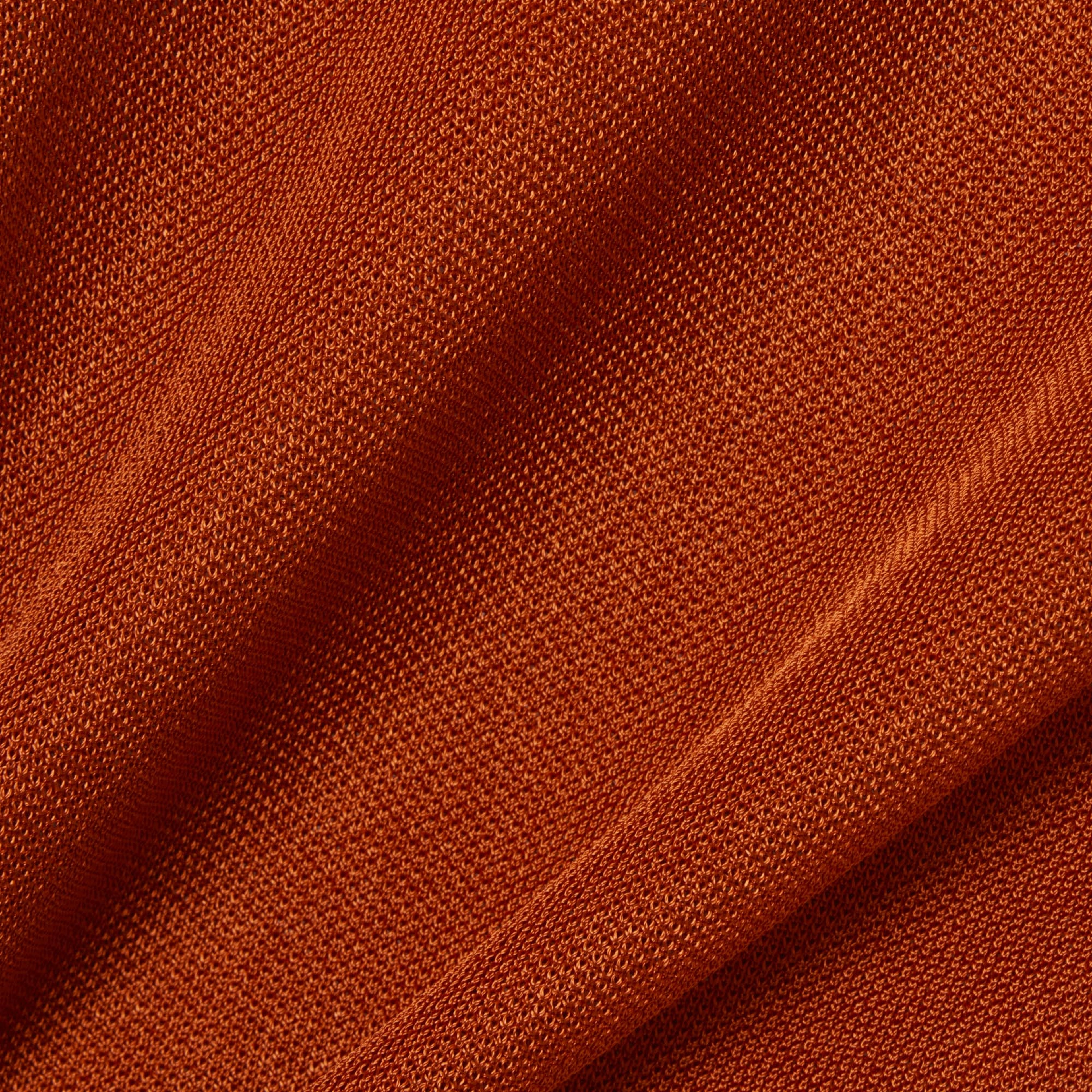 SS26 RUNWAY Erkek Slim Fit Kısa Kollu Polo Yaka Saten Turuncu Triko