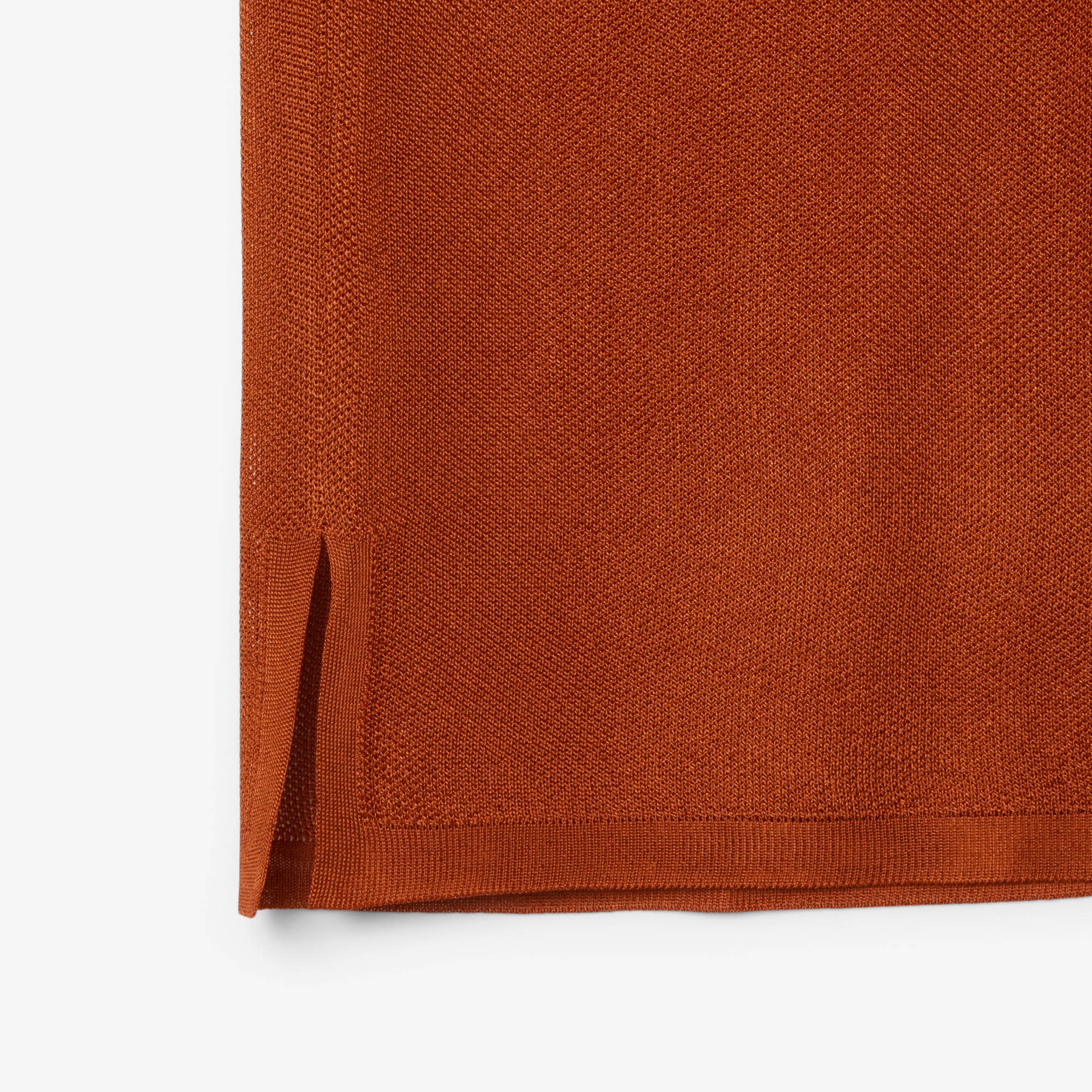 SS26 RUNWAY Erkek Slim Fit Kısa Kollu Polo Yaka Saten Turuncu Triko