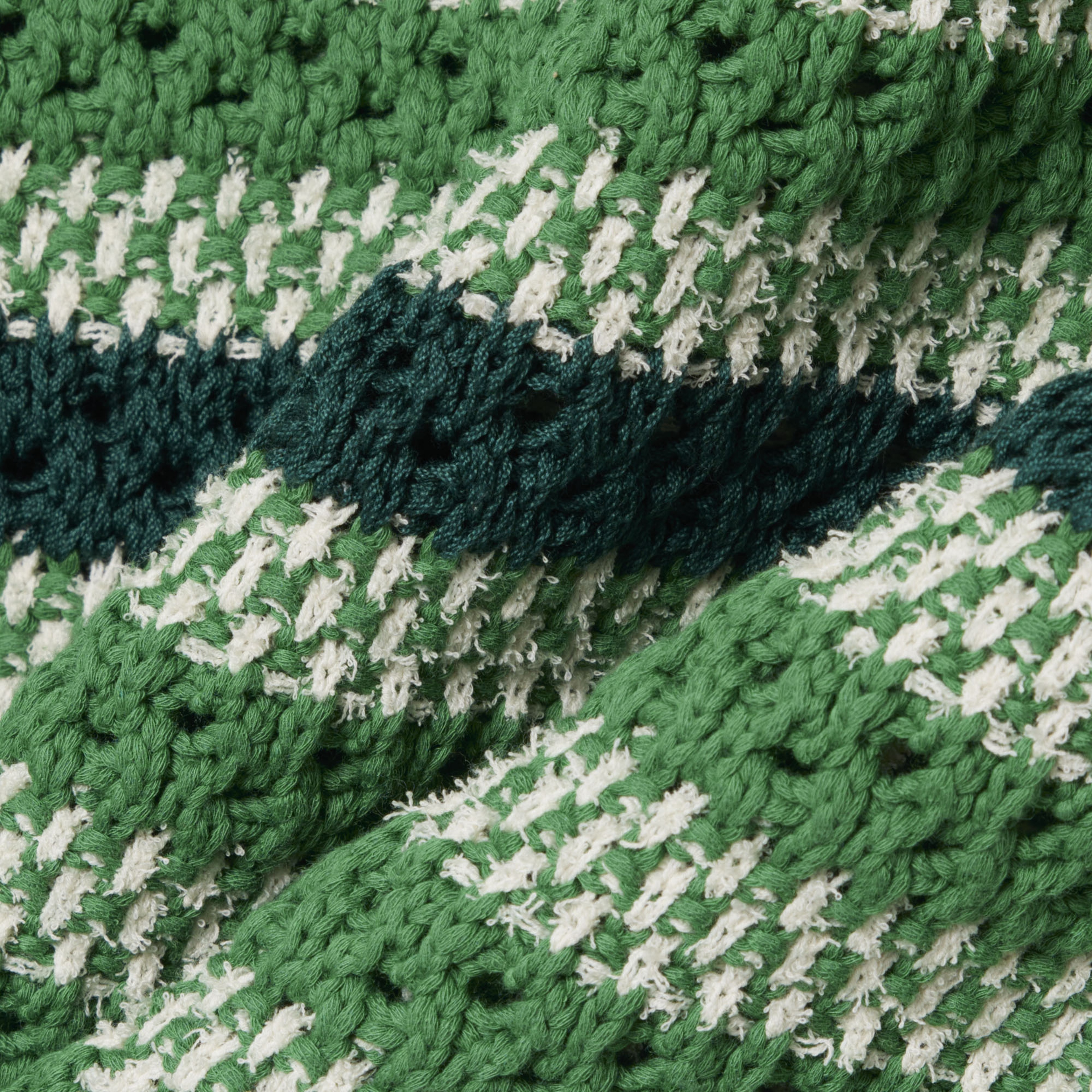 SS26 RUNWAY Erkek Loose Fit Kısa Kollu Polo Yaka Çizgili Yeşil Triko