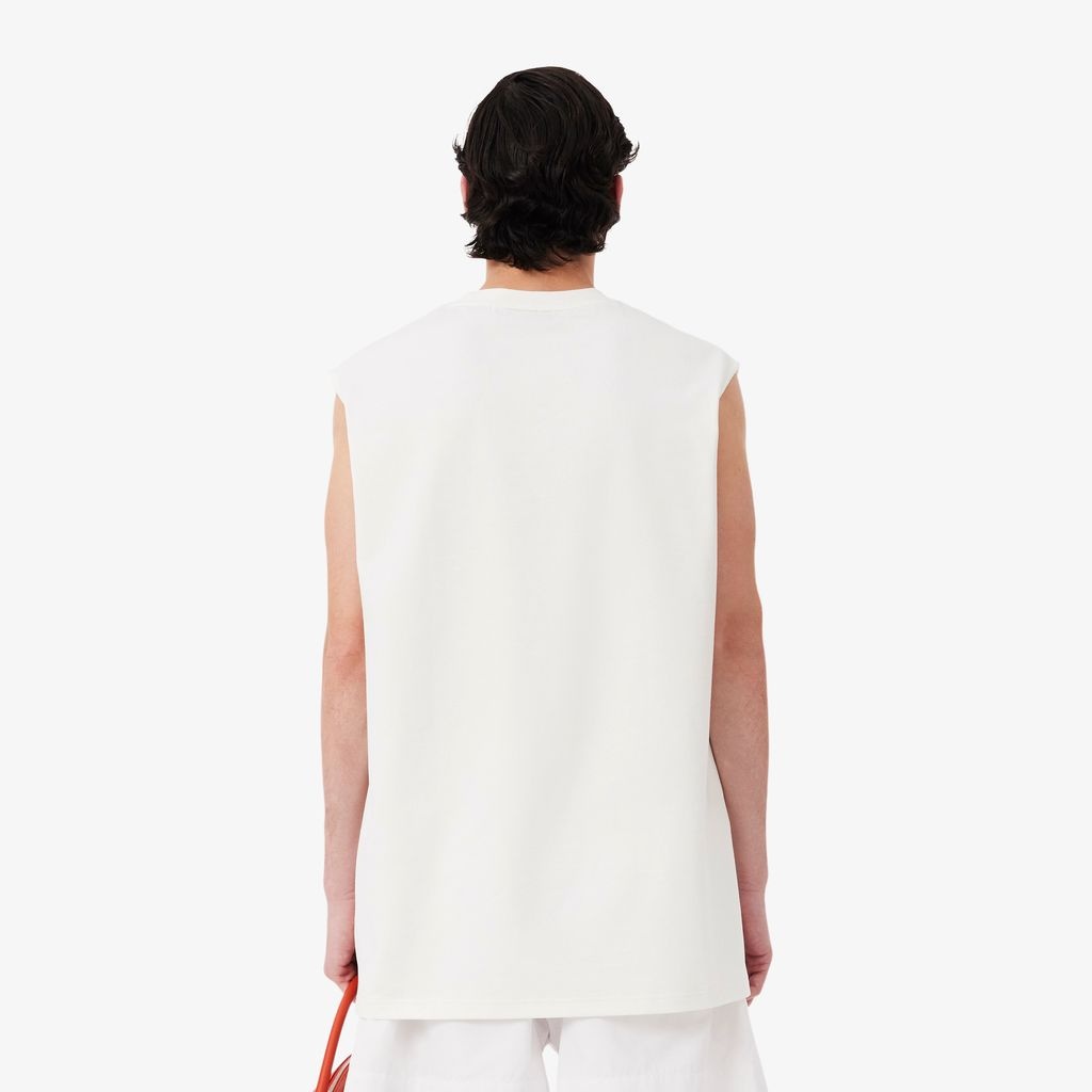 SS26 RUNWAY Erkek Slim Fit Kolsuz Bisiklet Yaka Çizgili Bej T-Shirt