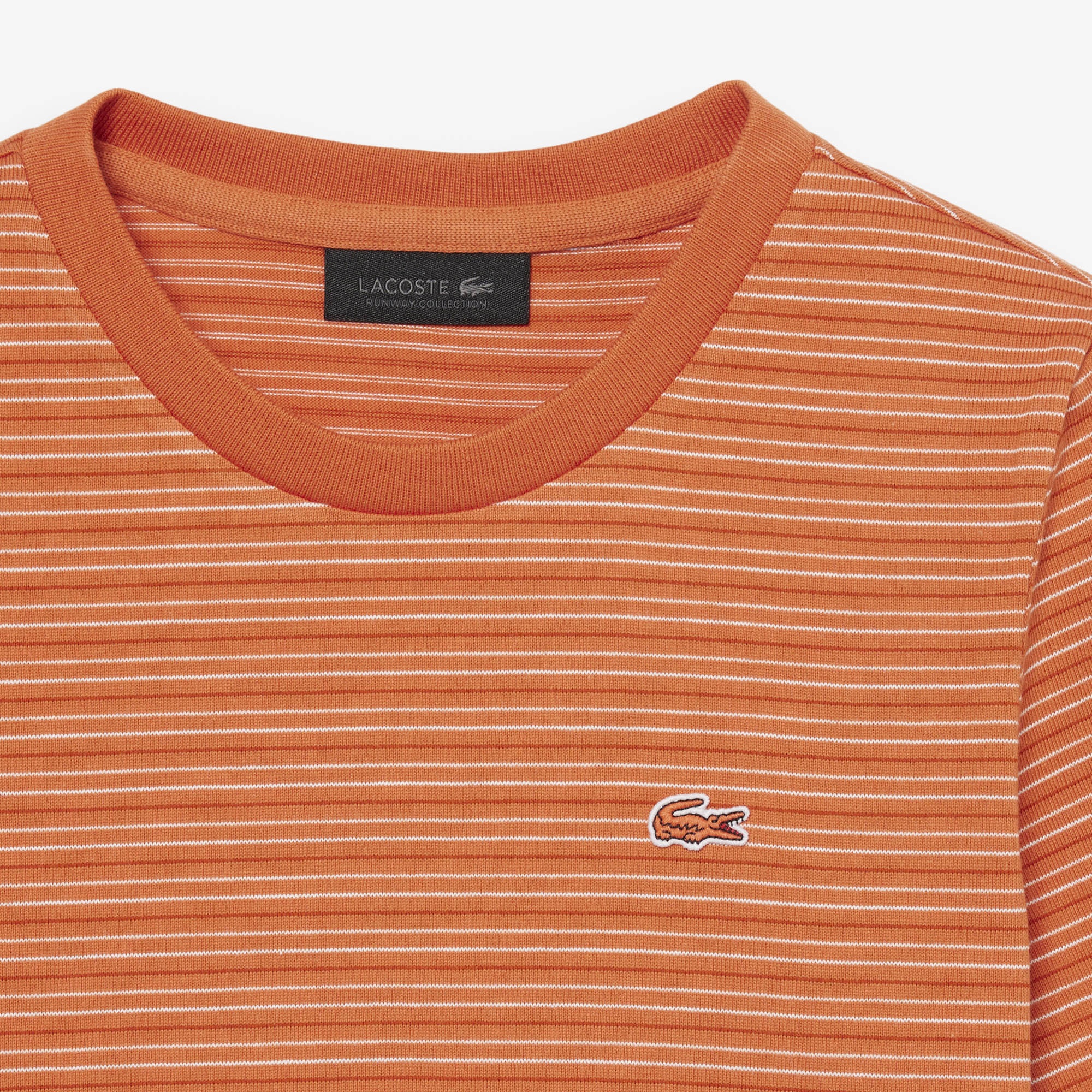 SS26 RUNWAY Kadın Slim Fit Bisiklet Yaka Çizgili Turuncu T-Shirt