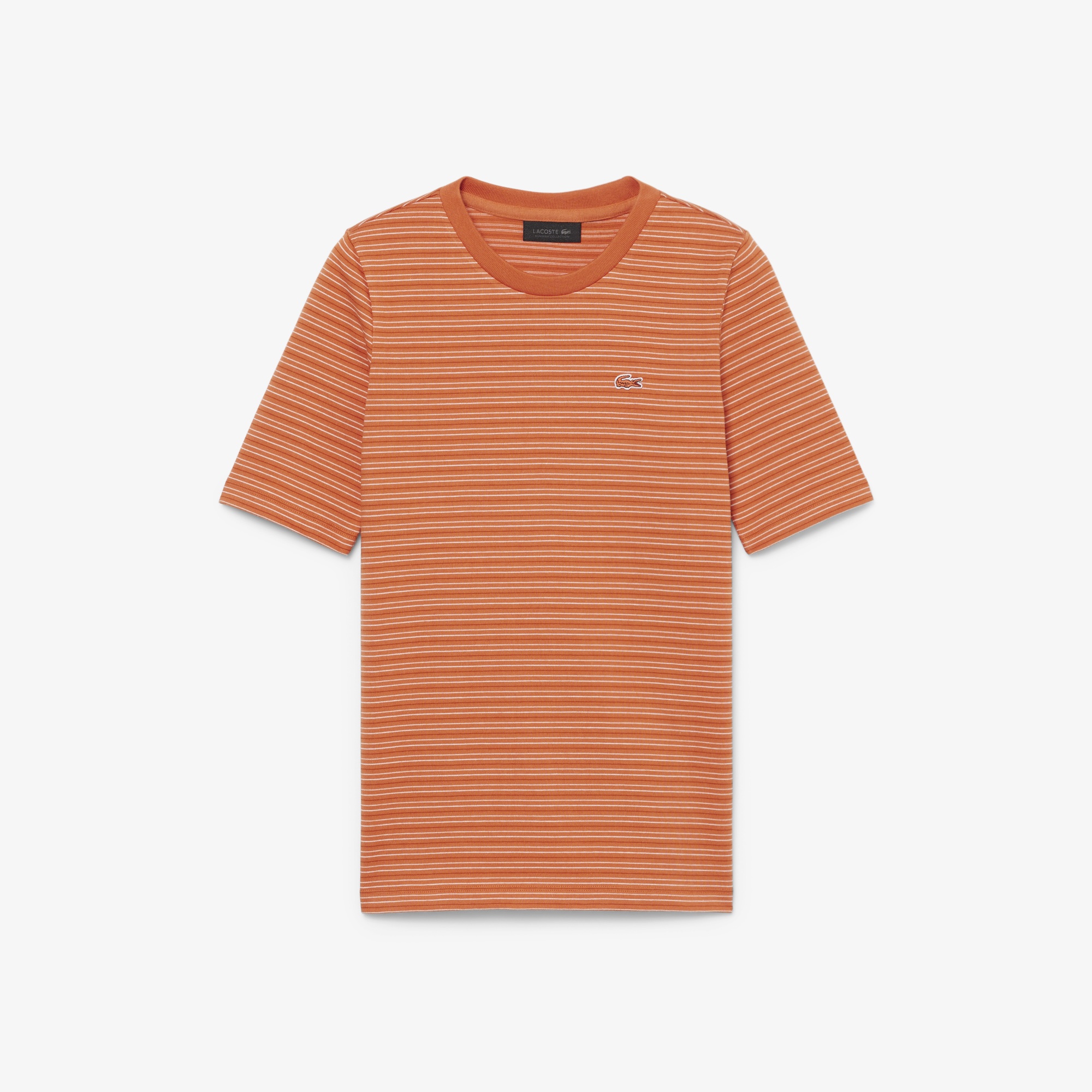 SS26 RUNWAY Kadın Slim Fit Bisiklet Yaka Çizgili Turuncu T-Shirt