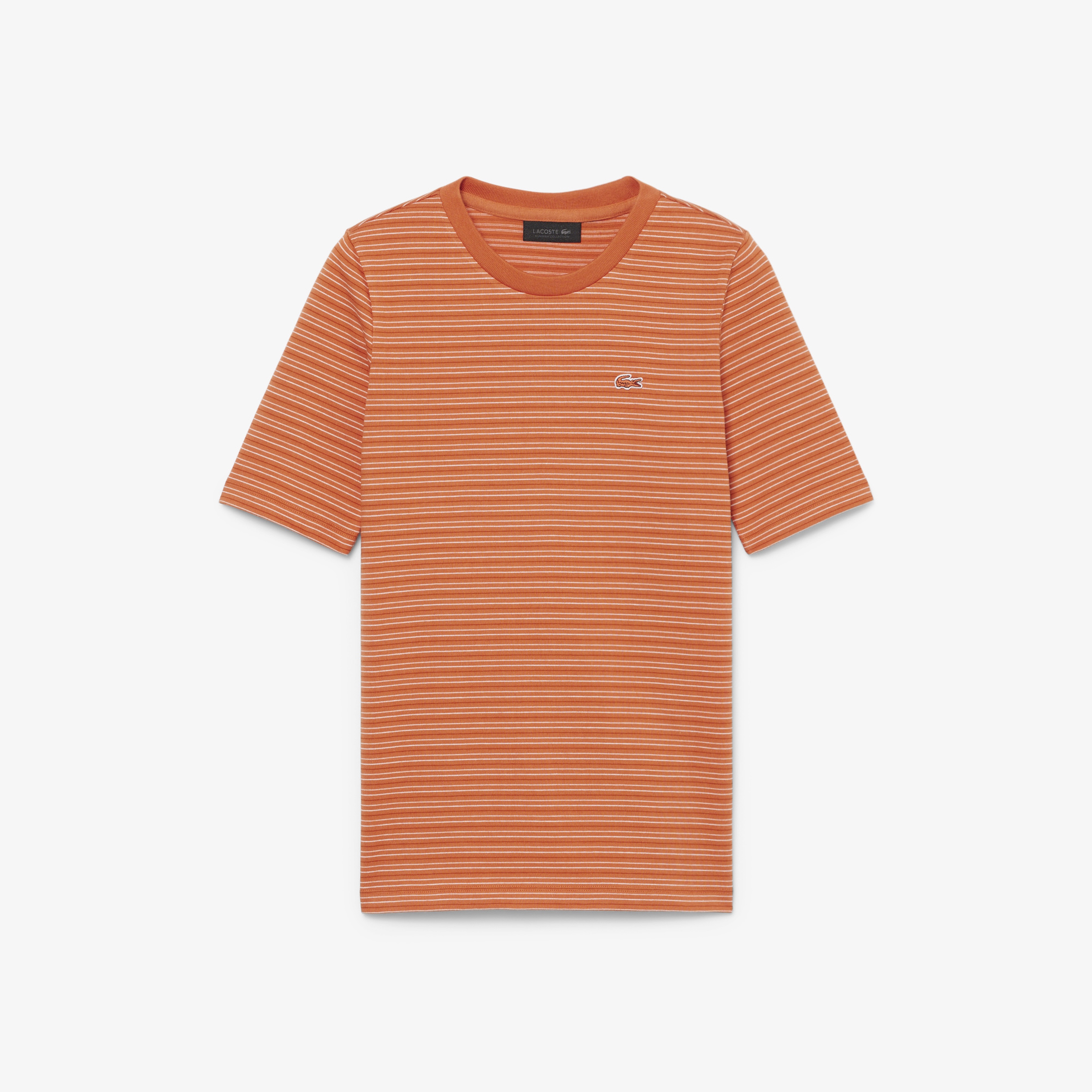 SS26 RUNWAY Kadın Slim Fit Bisiklet Yaka Çizgili Turuncu T-Shirt