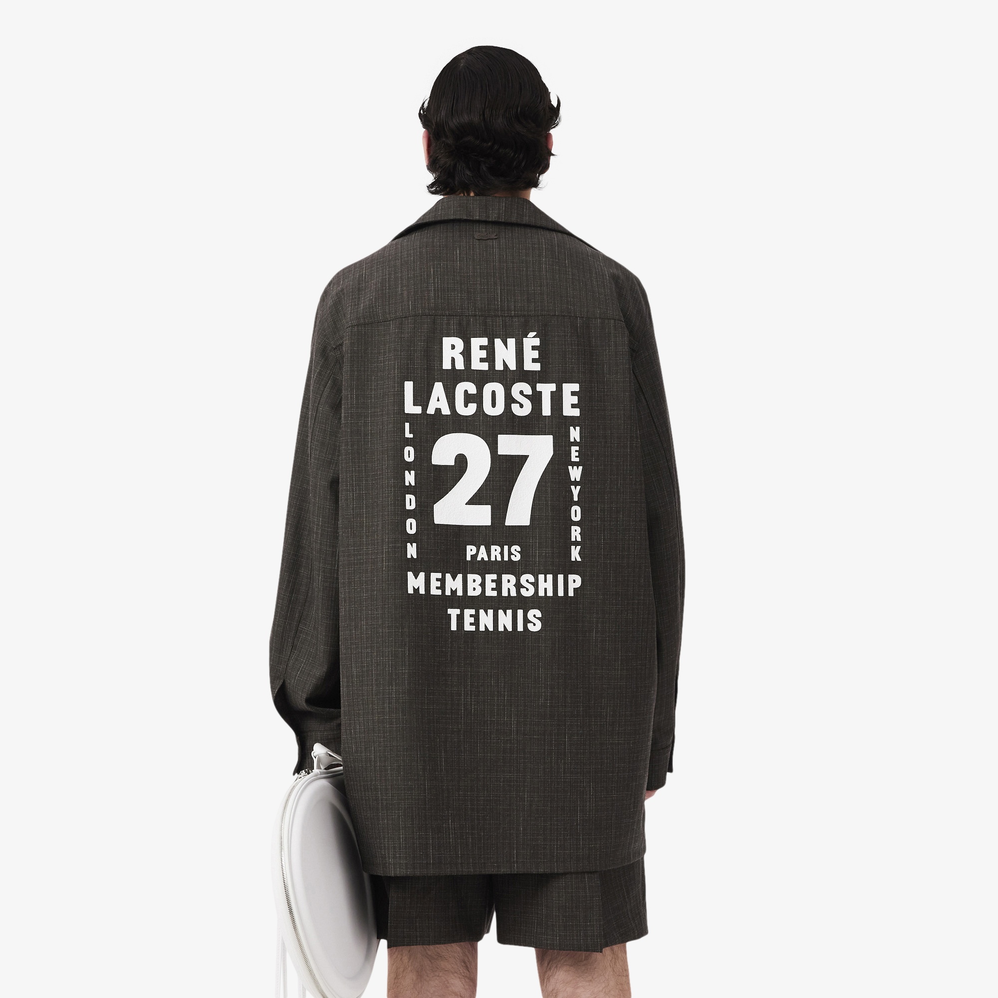 SS26 RUNWAY Erkek Relaxed Fit Baskılı Kahverengi Dış Gömlek