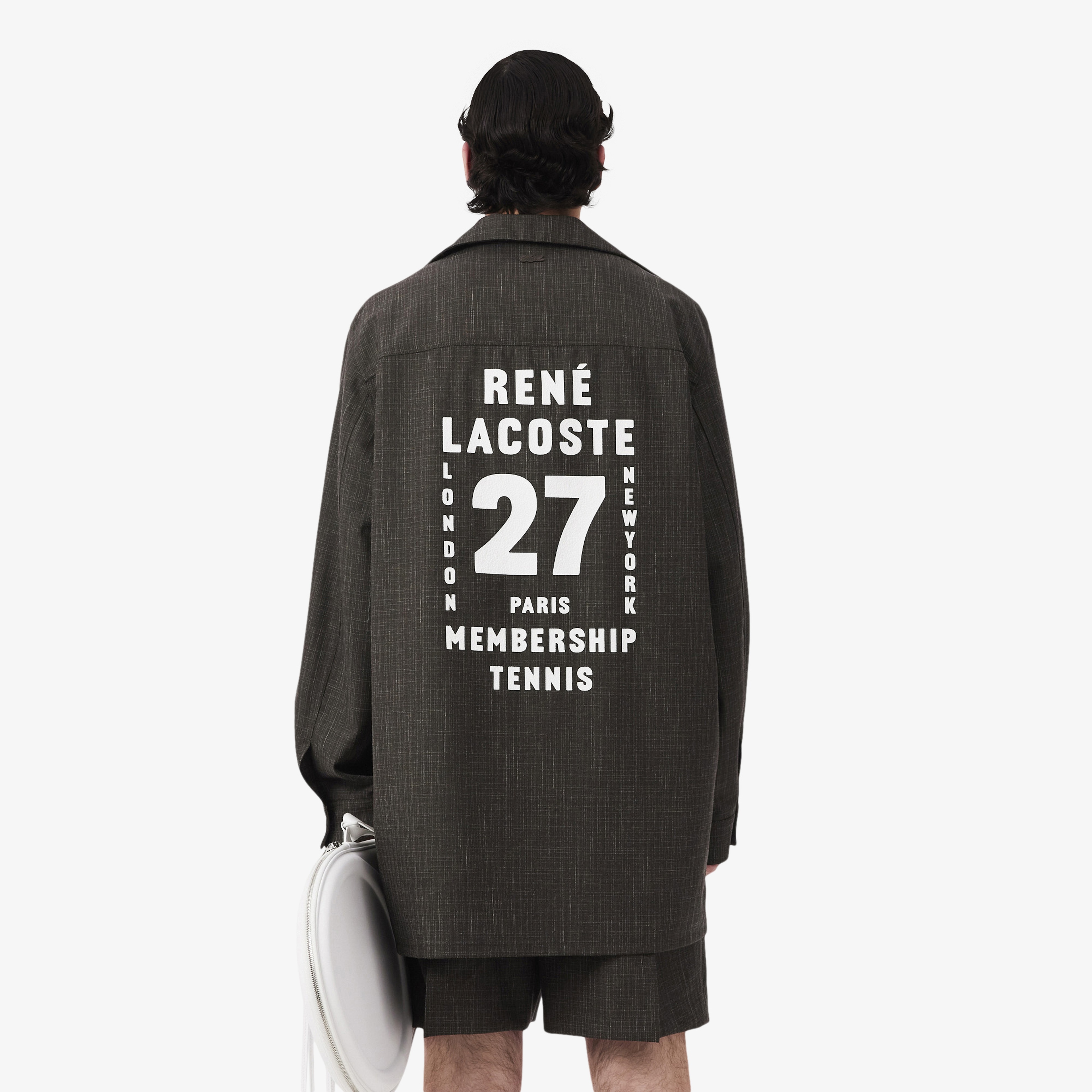 SS26 RUNWAY Erkek Relaxed Fit Baskılı Kahverengi Dış Gömlek