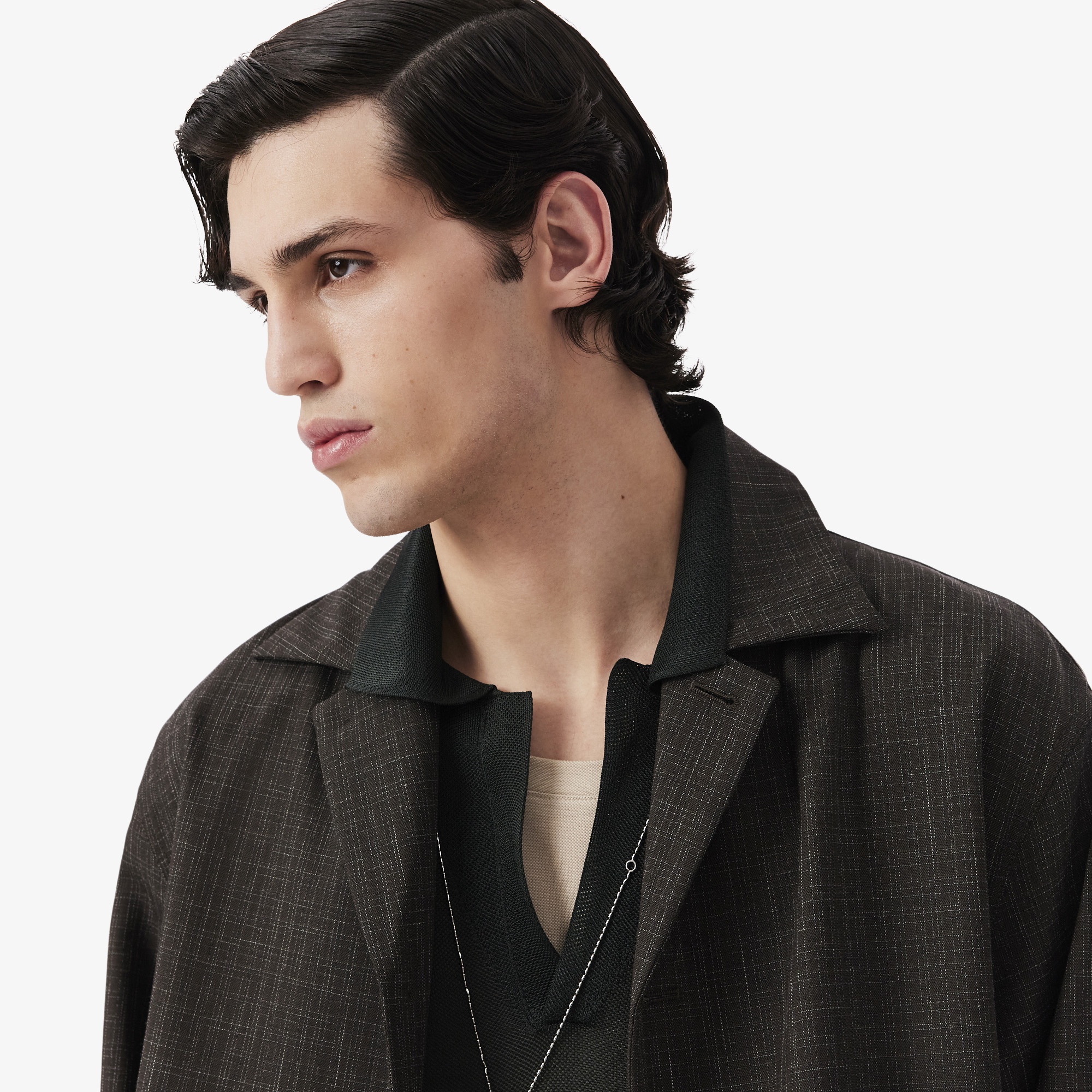 SS26 RUNWAY Erkek Relaxed Fit Baskılı Kahverengi Dış Gömlek
