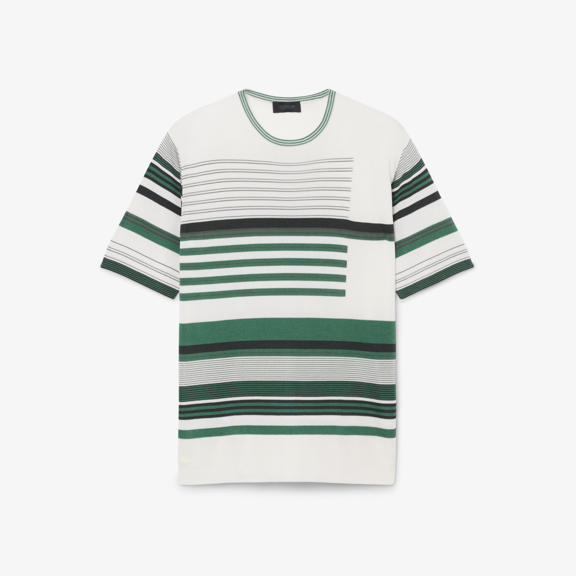 Lacoste SS26 RUNWAY Unisex Oversize Fit Bisiklet Yaka Çizgili Beyaz Triko görsel 5