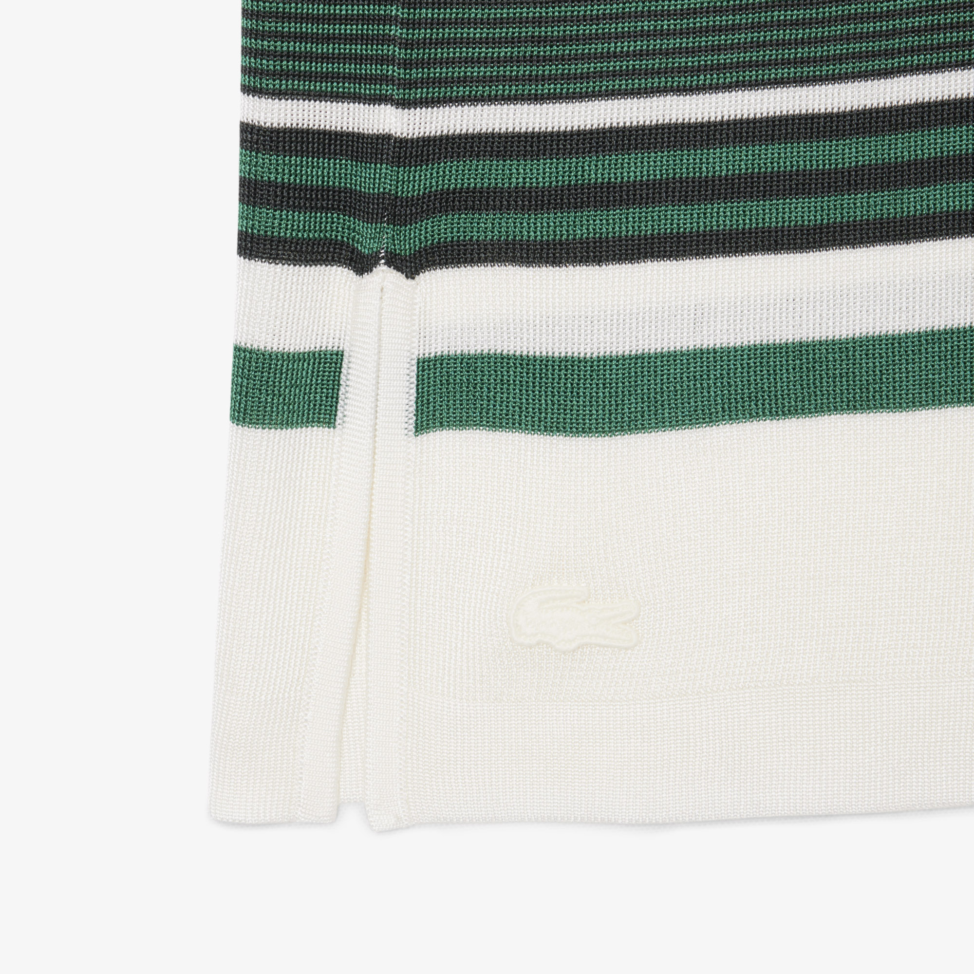 Lacoste SS26 RUNWAY Unisex Oversize Fit Bisiklet Yaka Çizgili Beyaz Triko görsel 8