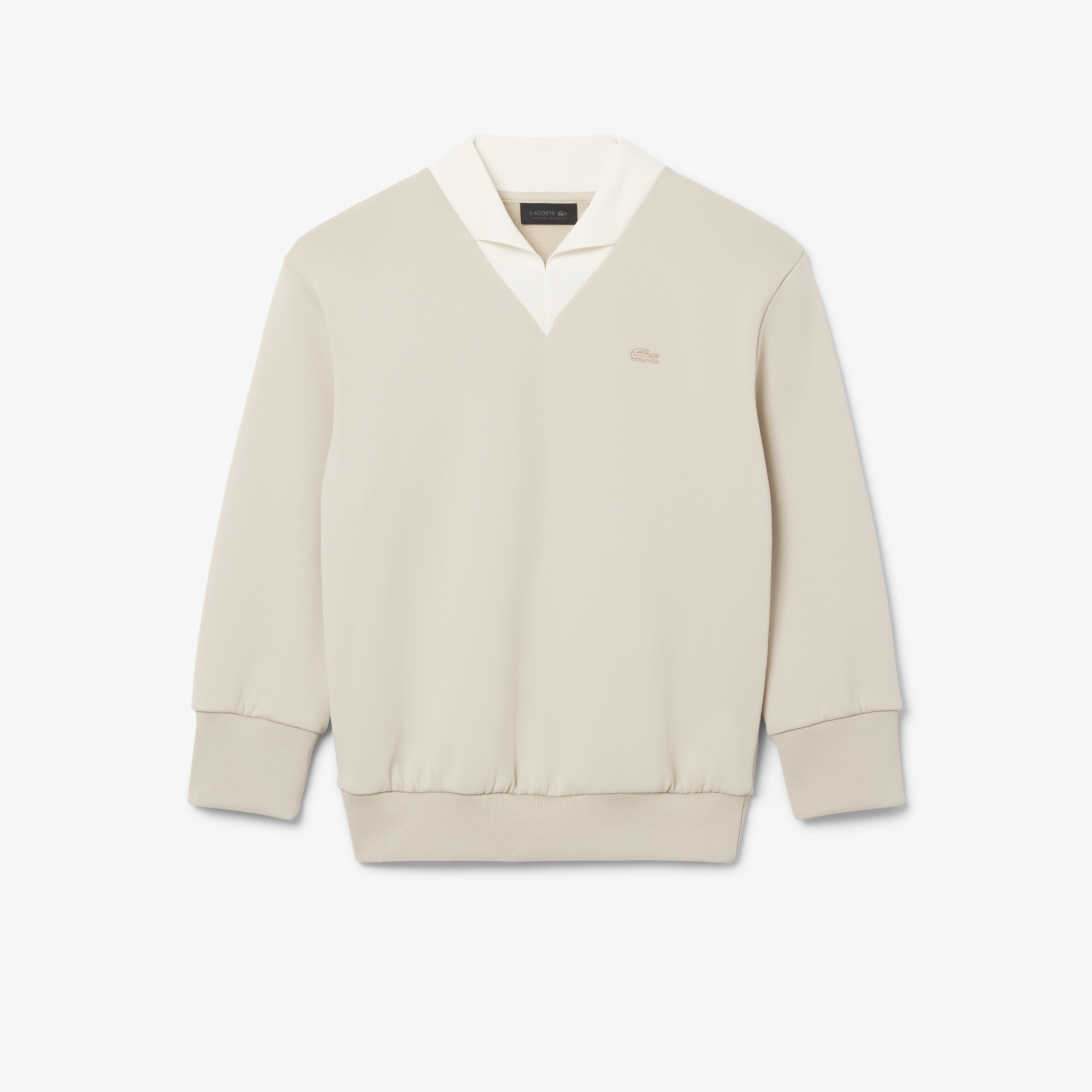 SS26 RUNWAY Kadın Relaxed Fit V Yaka Saten Bej Sweatshirt