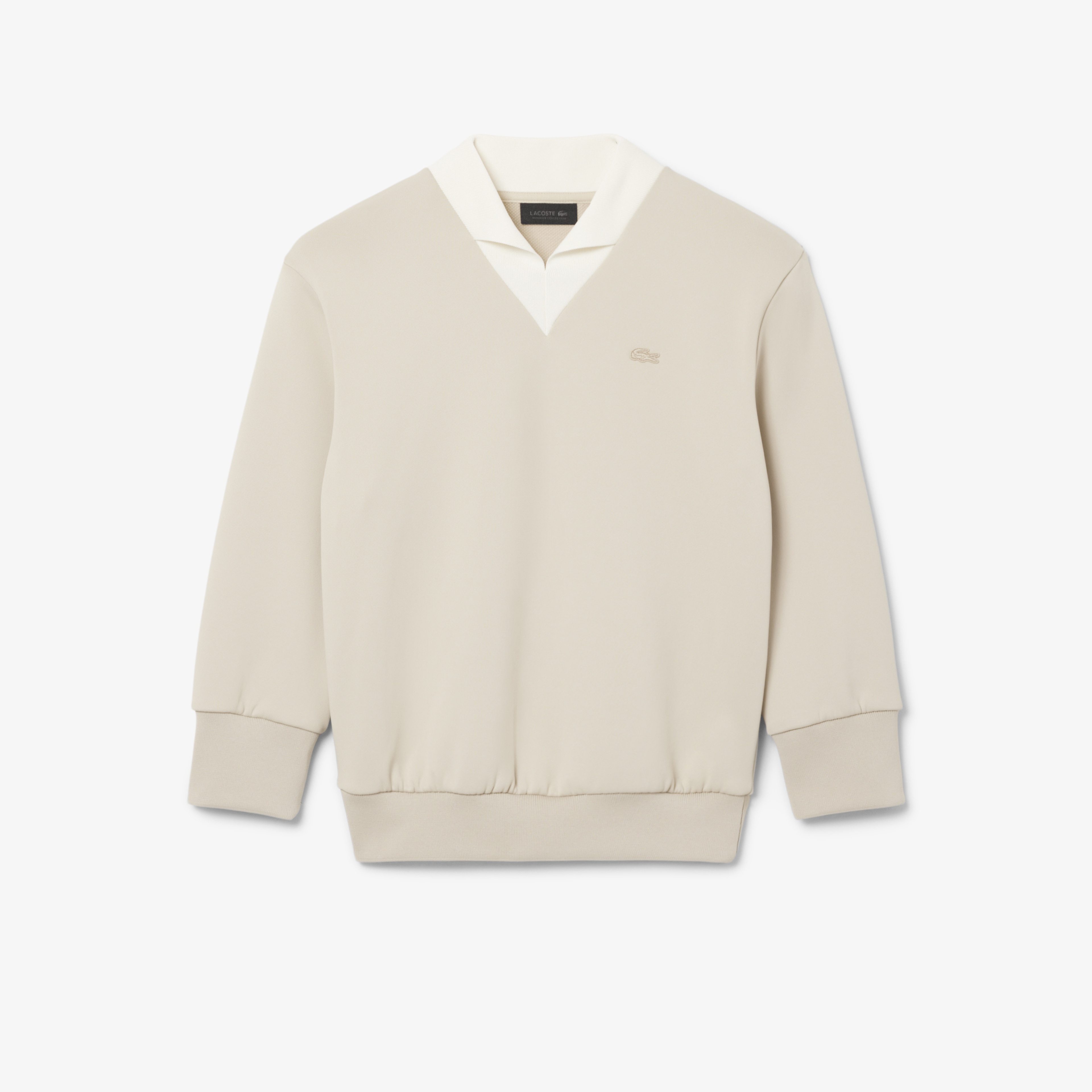 SS26 RUNWAY Kadın Relaxed Fit V Yaka Saten Bej Triko