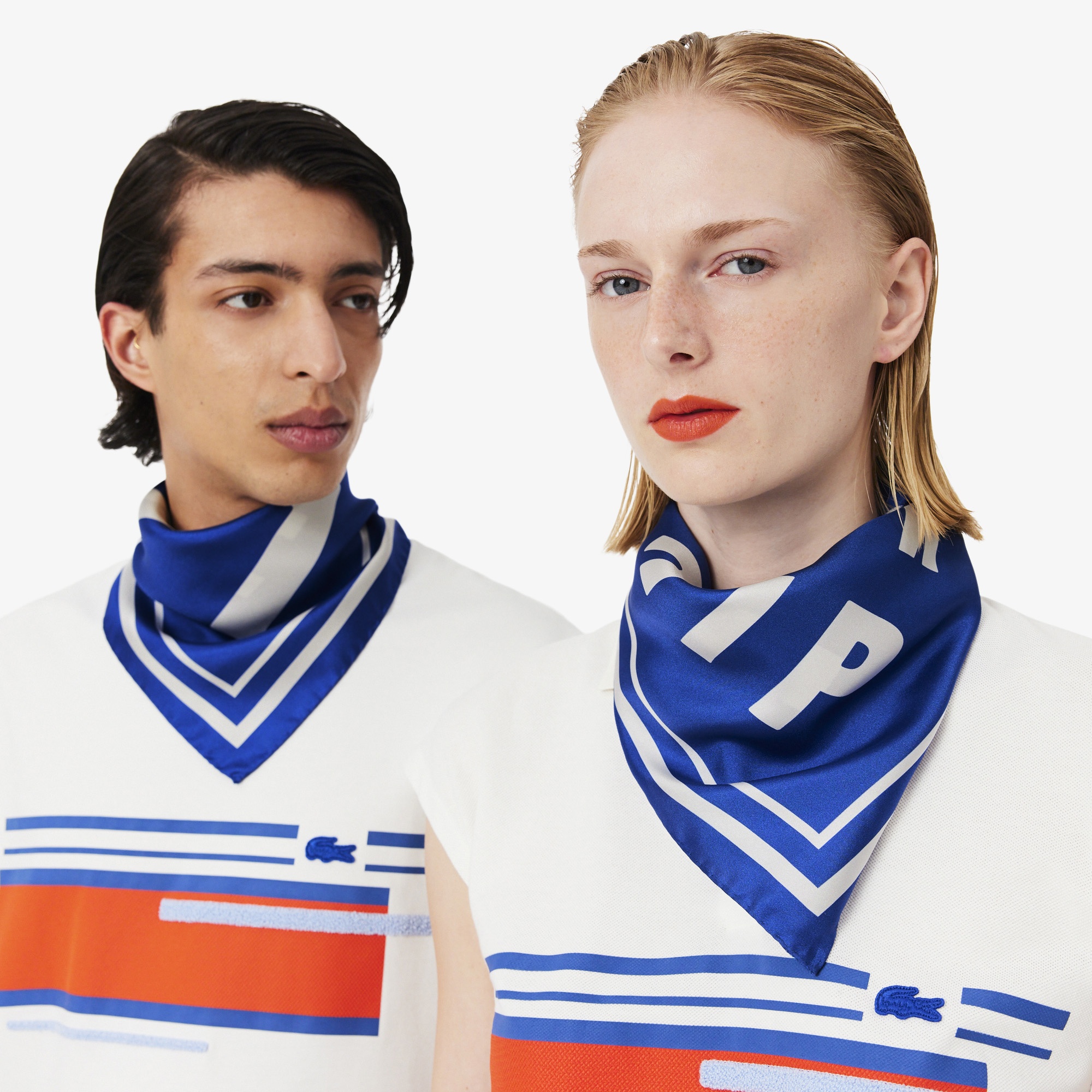 SS26 RUNWAY Unisex Baskılı İpek Lacivert Fular