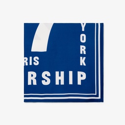 SS26 RUNWAY Unisex Baskılı İpek Lacivert Fular Lacivert