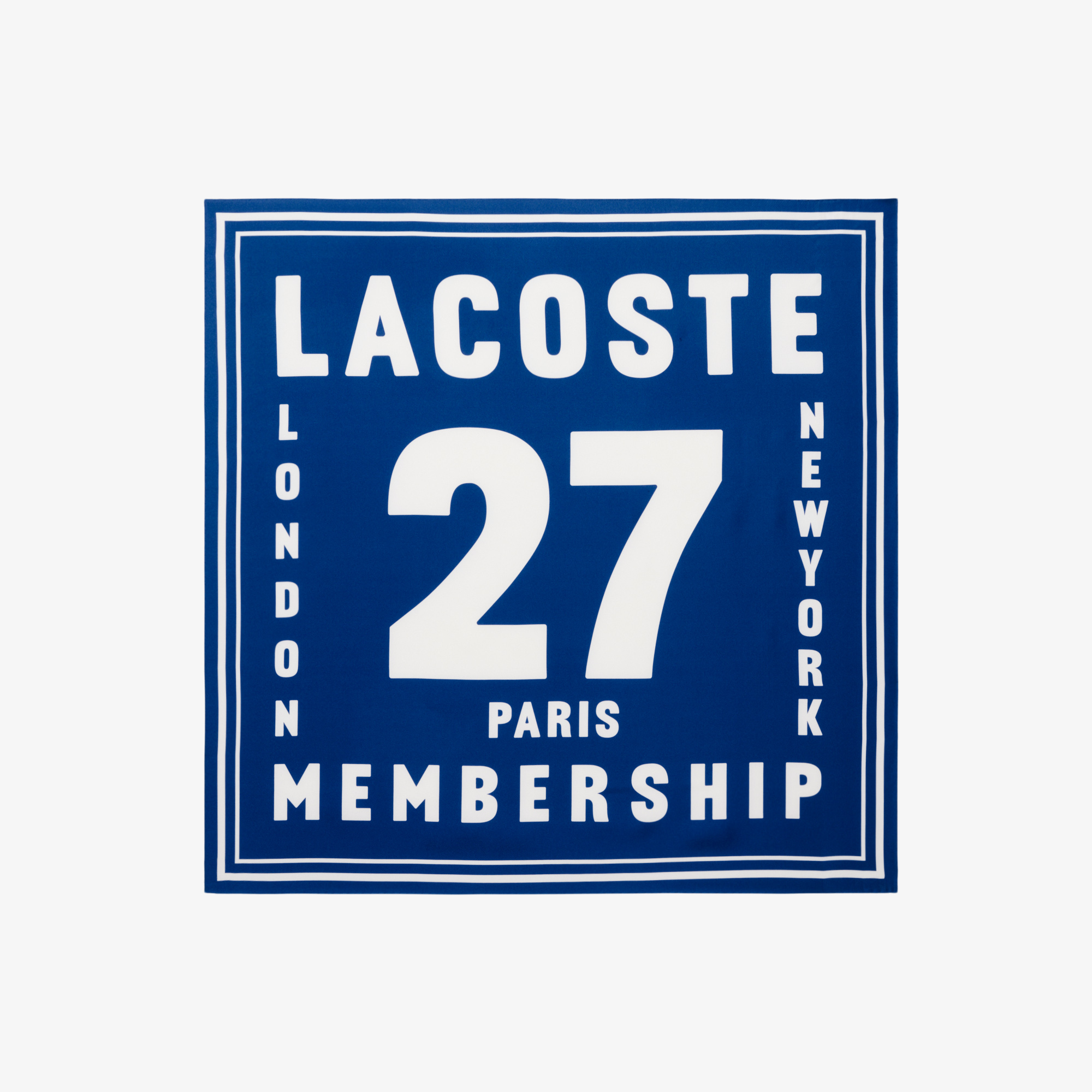 Lacoste SS26 RUNWAY Unisex Baskılı İpek Lacivert Fular görsel 3